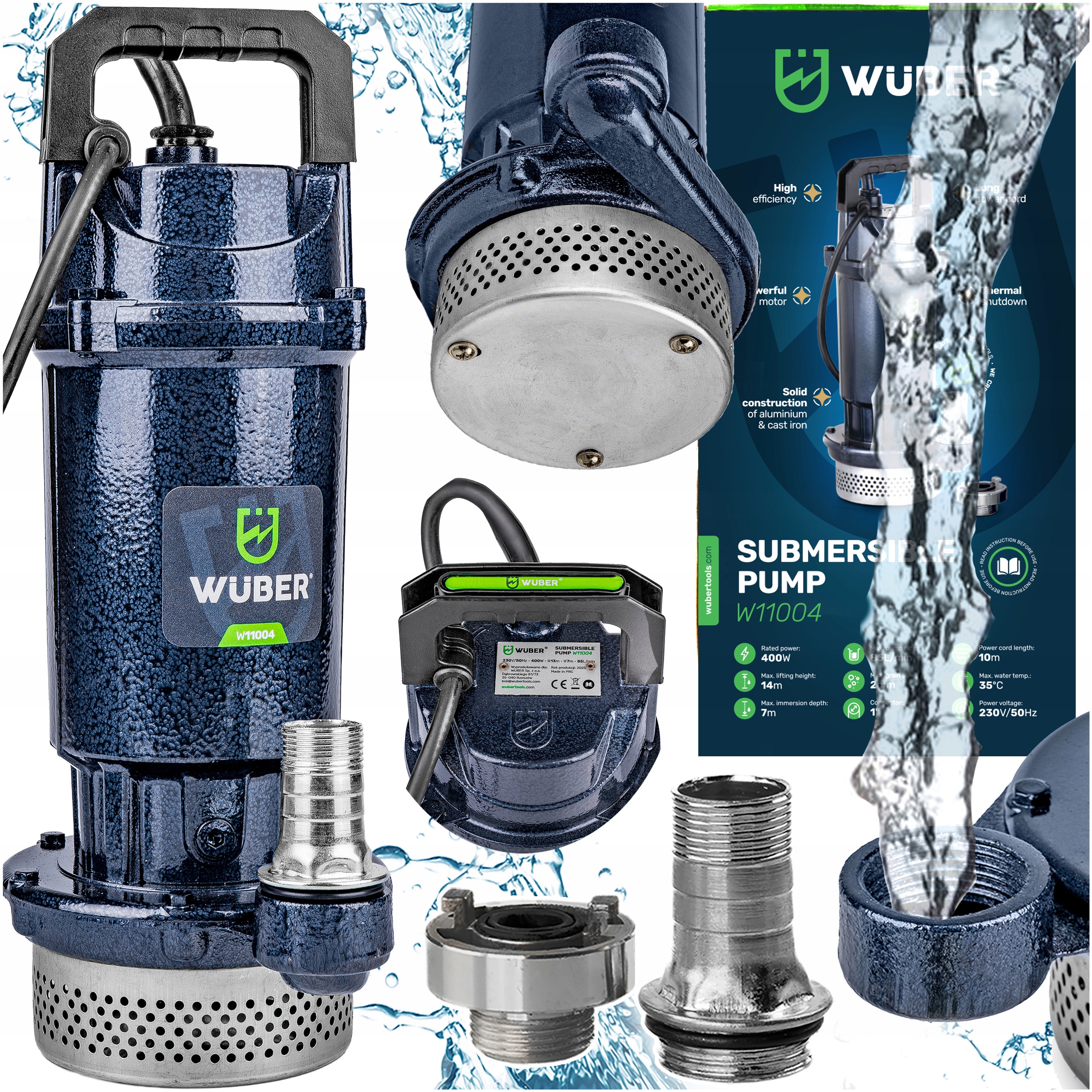 Pompa Do Wody Czystej Brudnej Ścieków Szamba Z Sitkiem Zanurzeniowa 1"