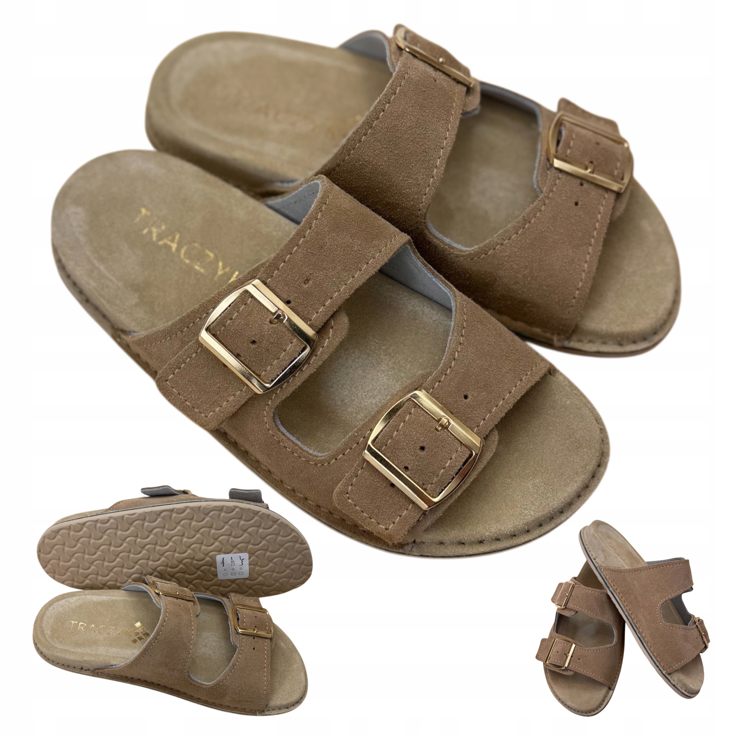 Traczyk Nazouváky Pohodlné Přírodní Kůže Béžové Nastavitelné ortopedické vel. 39