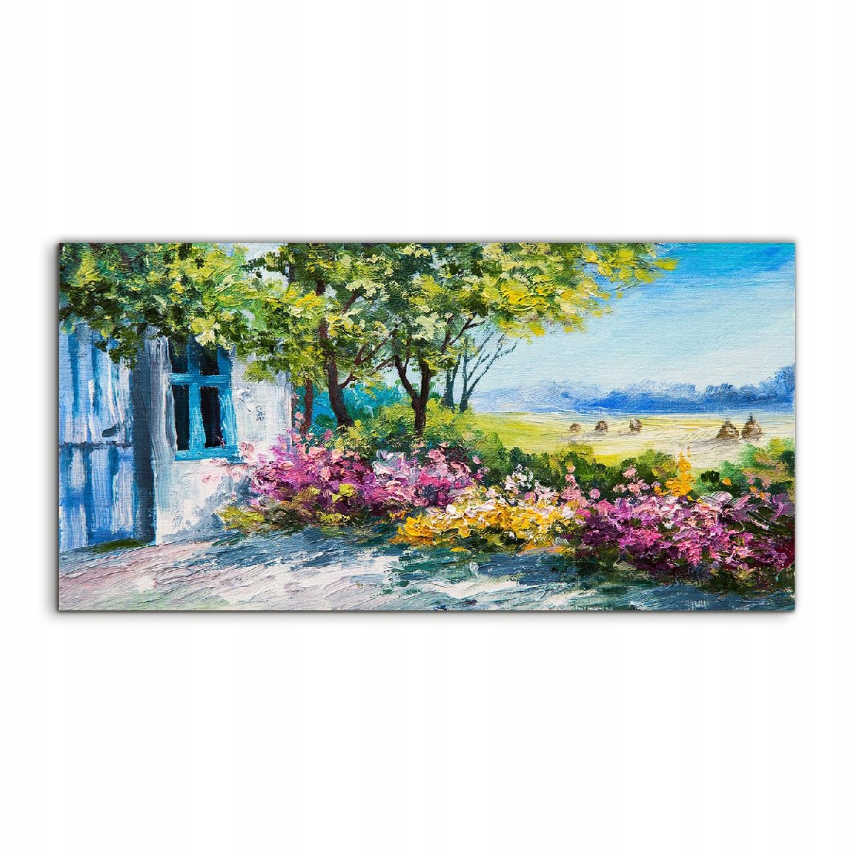 Akrylový obraz 120x60 na stenu Krajina Záhrada Dom