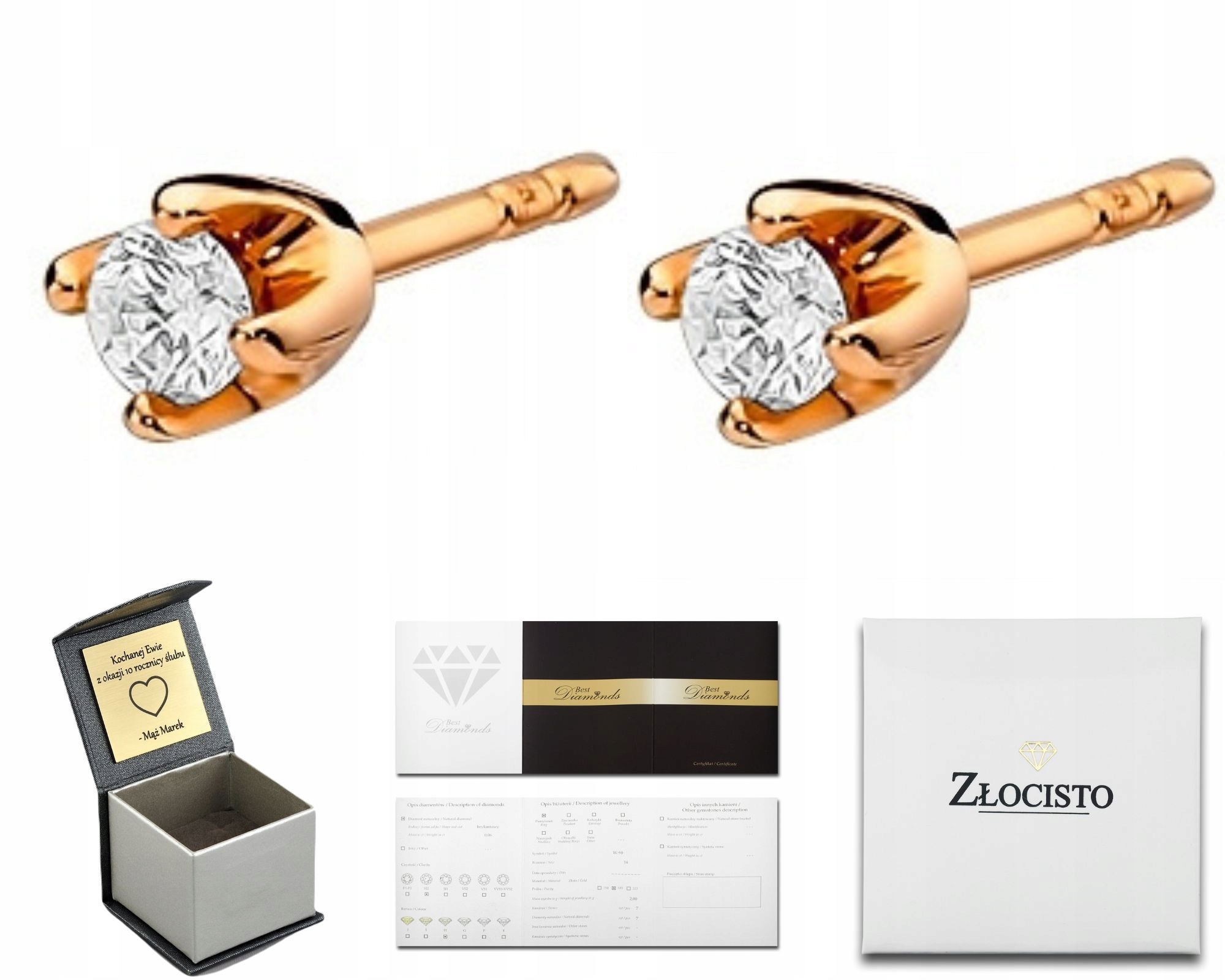 Růžové Zlato Náušnice S Brilianty 0,16 Ct Tyčinky