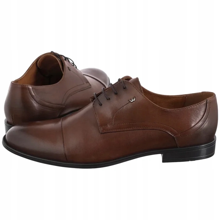 Pánské boty Elegantní kožené polobotky Obuv Wojas Hnědá 10244-53