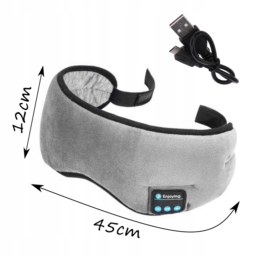 OPASKA DO SPANIA NA OCZY SŁUCHAWKI BLUETOOTH 2w1 MIKROFON Płeć uniseks