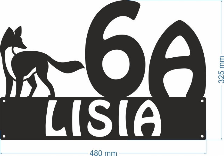 Číslo Na Dom 60 cm Tabuľa Adresa Ocel 2 mm ul. Lisia