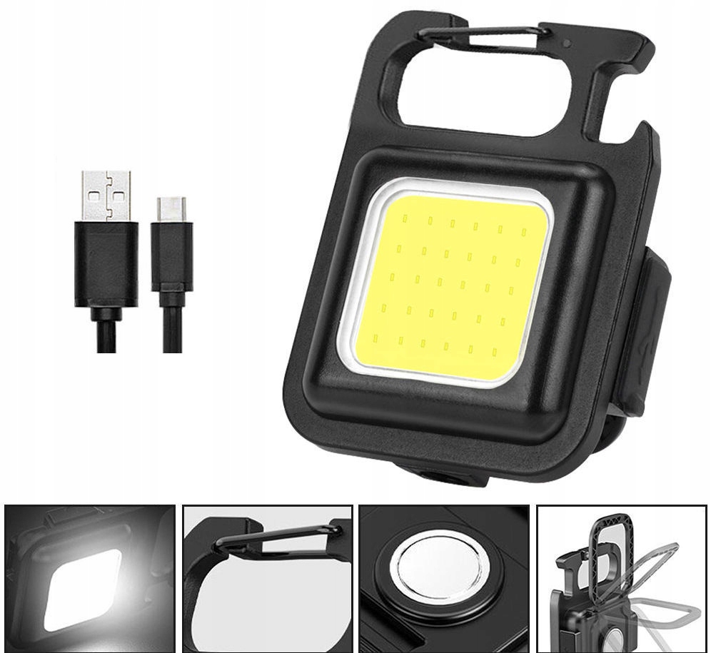 Mini Latarka Kieszonkowa Brelok Led Cob Usb 6W