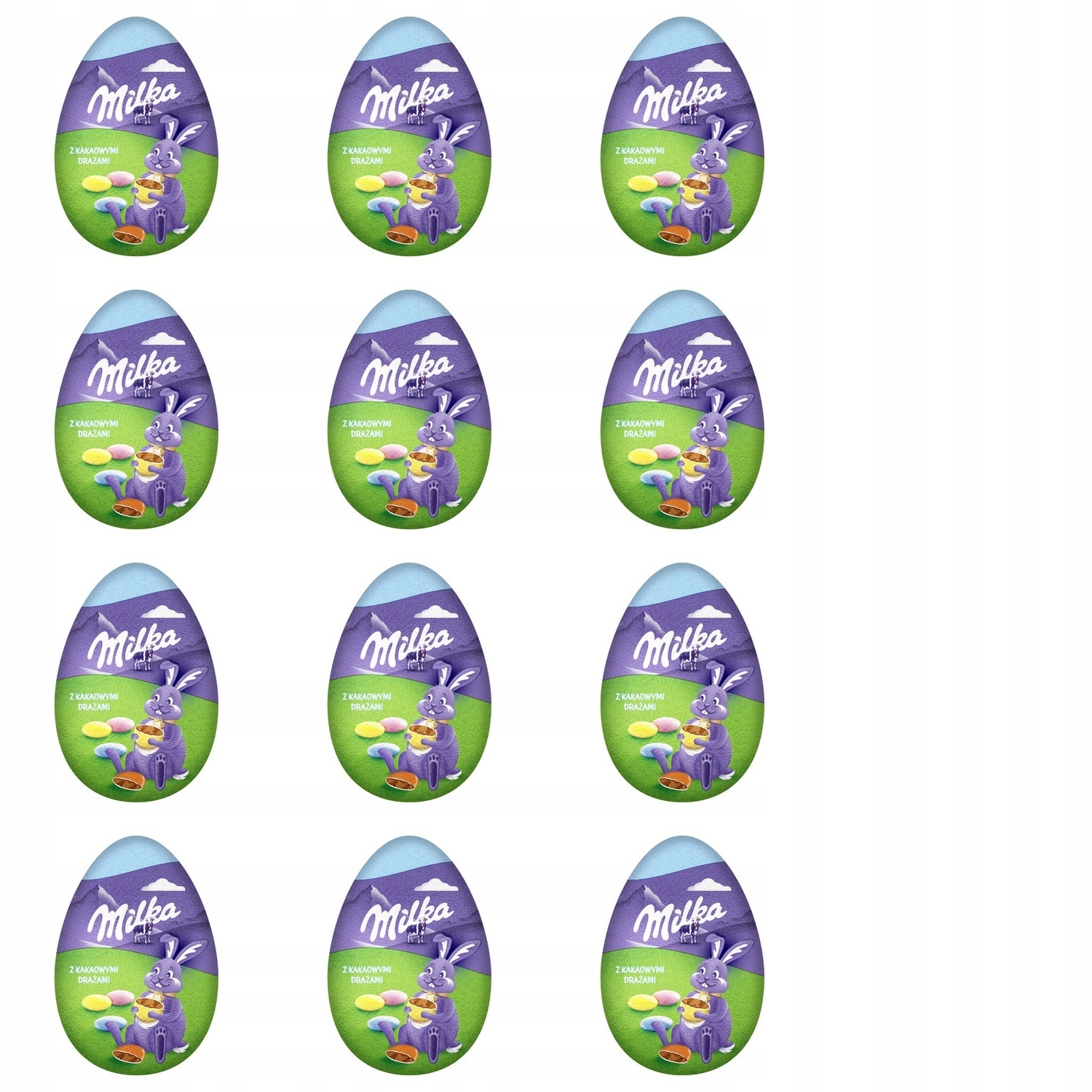 Levně 12 x 50 g Milka funny eggs velikonoční vajíčka Půlka Kartonu