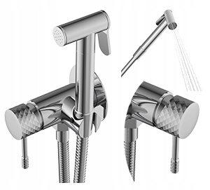 Podomietková bidetová batéria Chrom Glami, hadica, slúchadlá, čistička bidetu