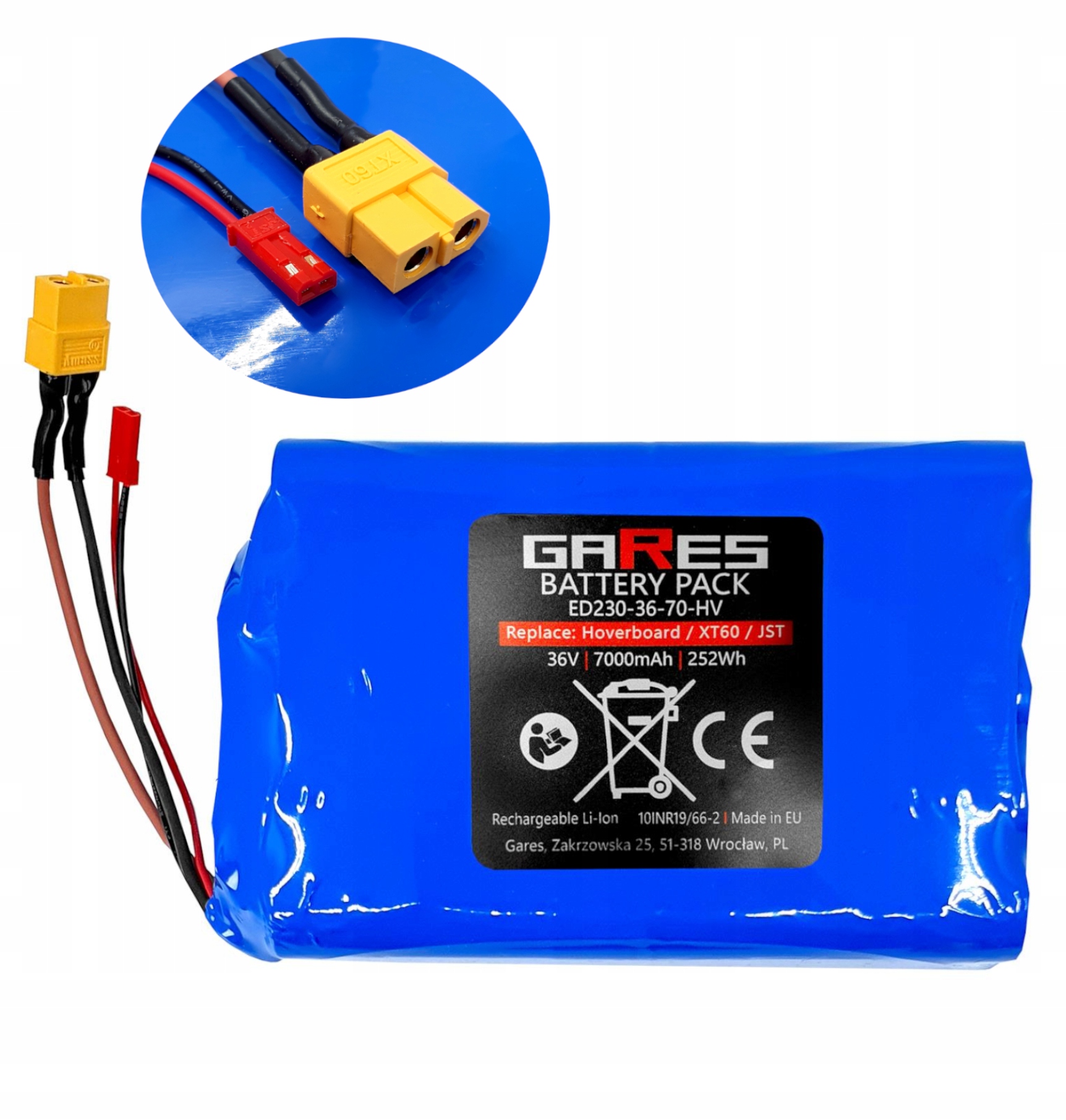 Bateria Akumulator do Deski Elektrycznej Hoverboard XT60 Jst 36V 7Ah