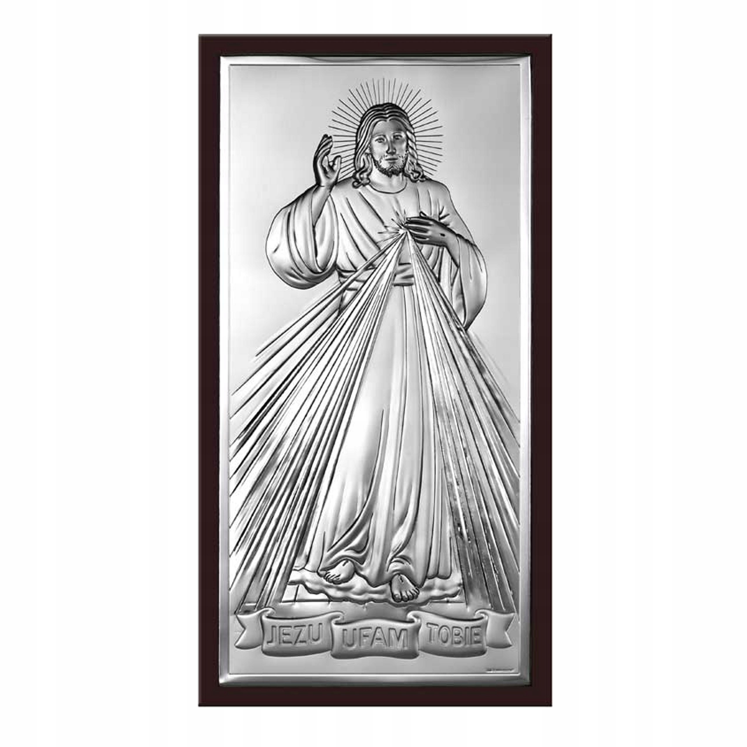 SREBRNY OBRAZEK JEZUS MIŁOSIERNY ŚLUB ROCZNICA KOMUNIA Rodzaj obrazek