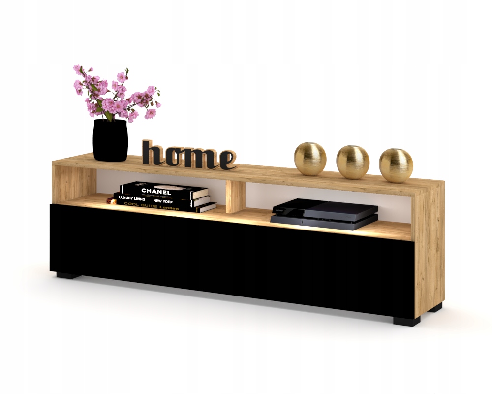 Stojící Rtv skříňka Komoda Play Open Dub Craft Černá Matná 140 Led