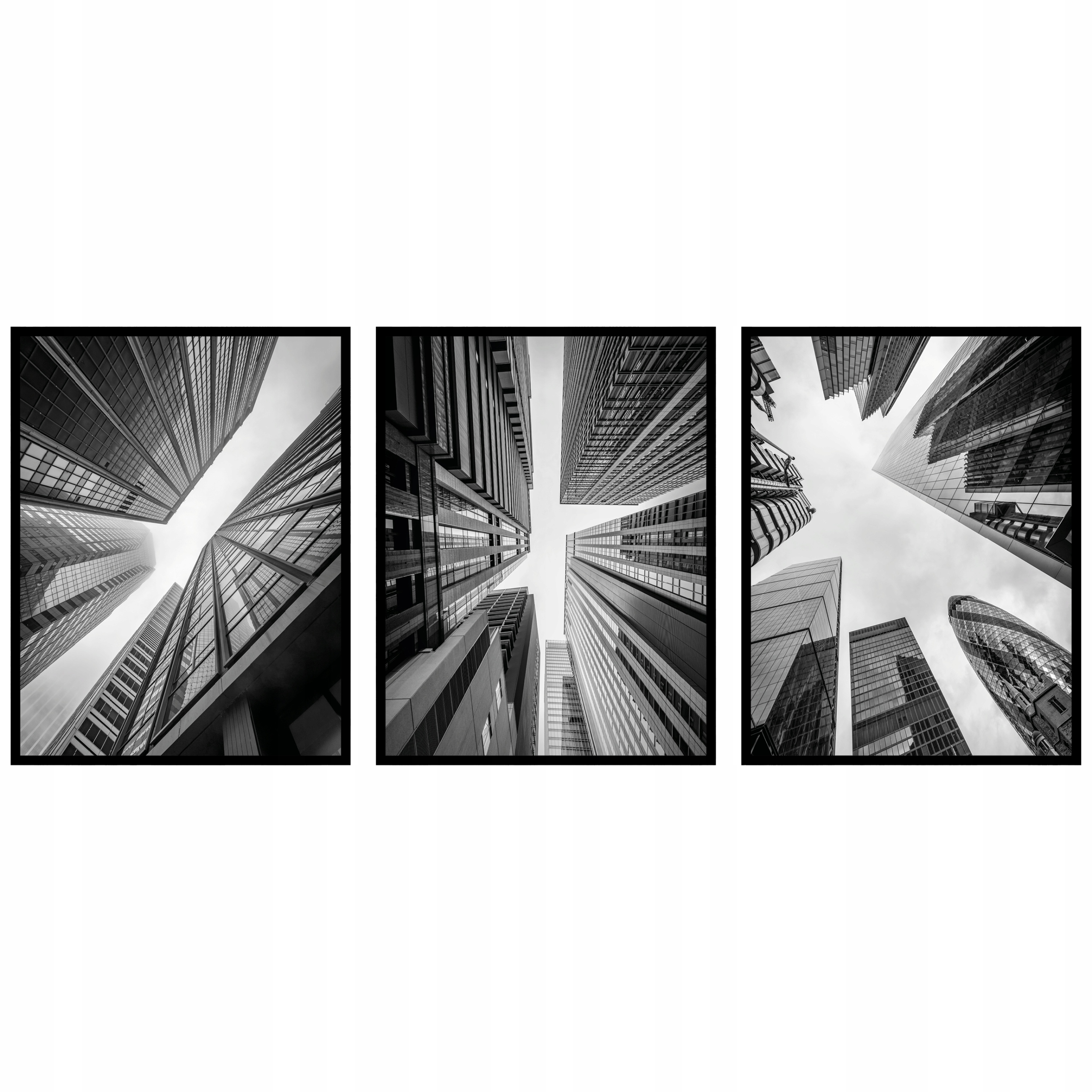 Plagáty Architektúra budovy mrakodrapy 3ks 60x90 cm čiernobiely triptych