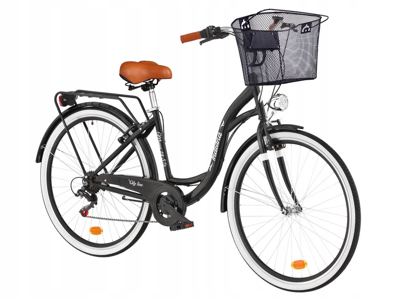 Rower miejski Indiana Moena 28 cali damski Czarny Koszyk VKS-105 Stalowy