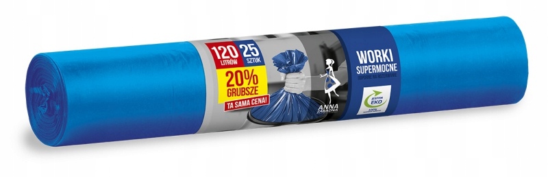 

Worki na śmieci supermocne 120 l niebieskie 25szt
