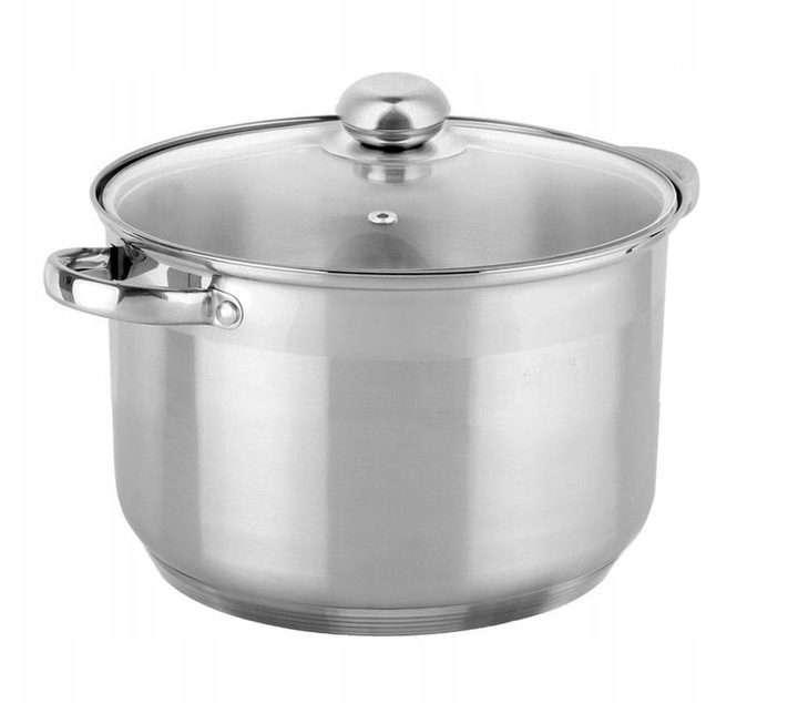 Garnek z pokrywką stalowy pokrywka szklana Indukcja 26 cm. 8,2 L