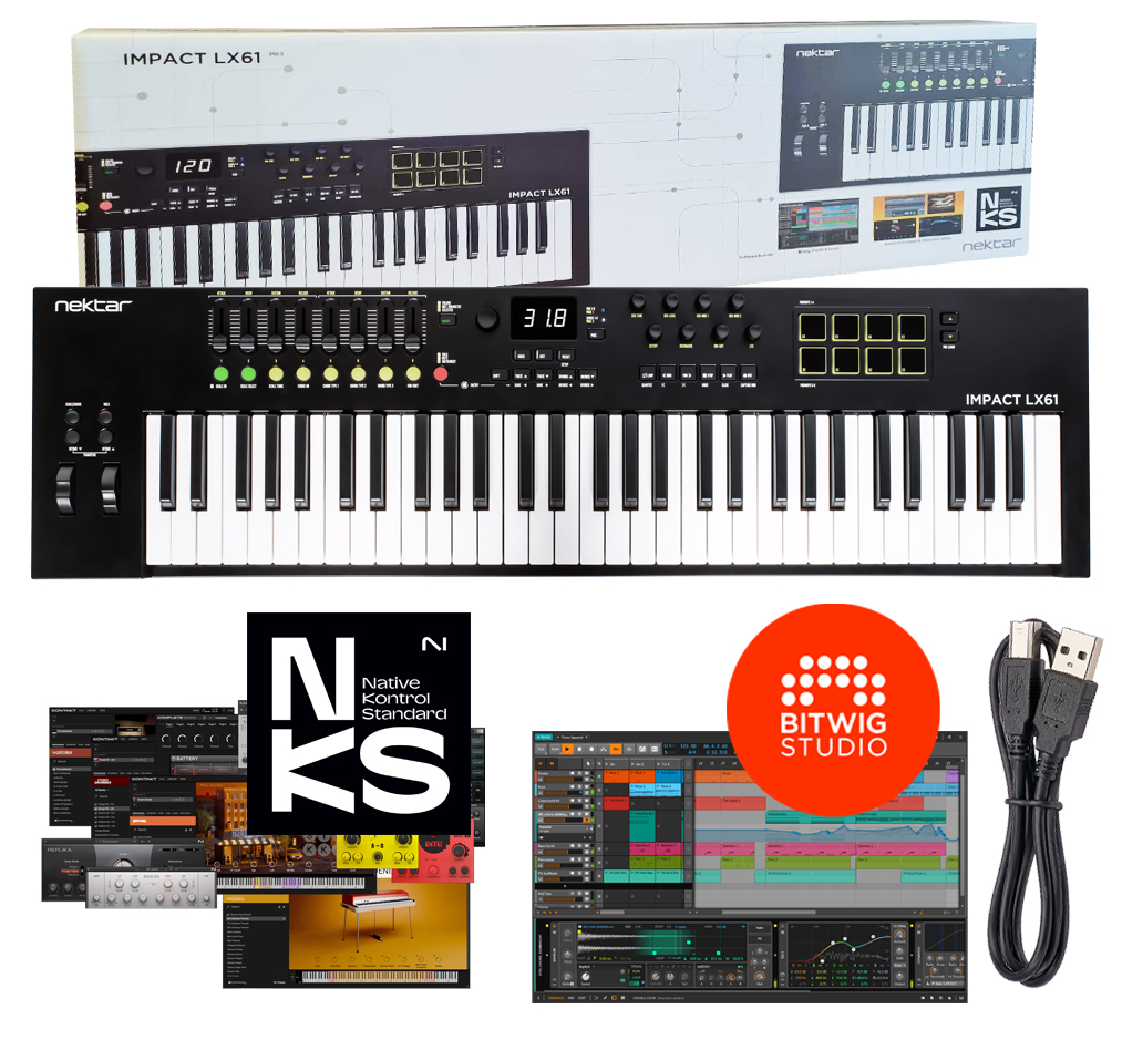 Nektar Impact LX61 MK3 Usb ovládací klávesnice Bitwig Komplete Select