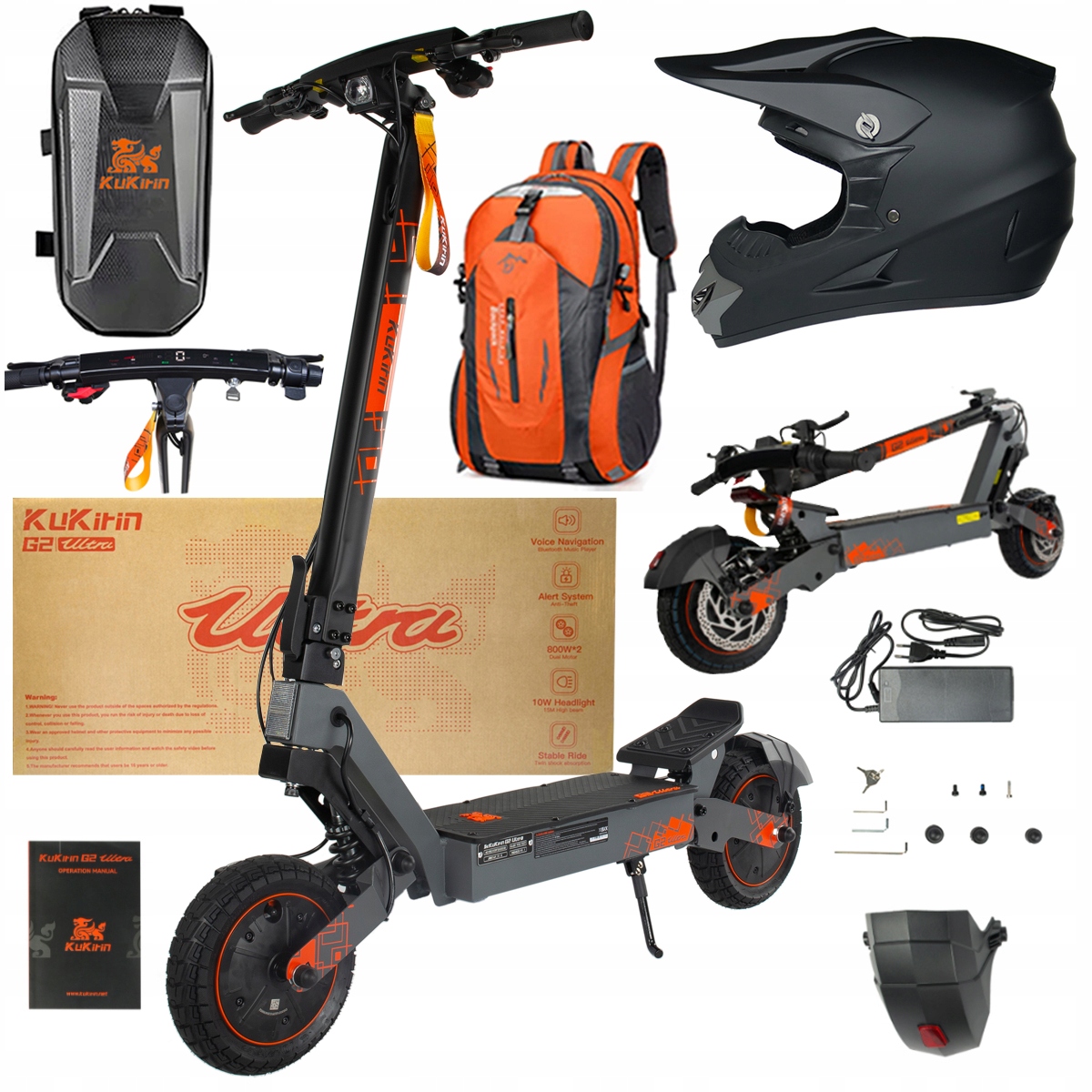 Kukirin G2 Ultra elektrické vozidlo 2000W 55km/h 55KM 48V18Ah 10" dárky