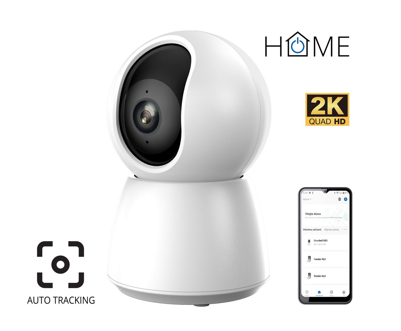 iGET Home Camera CS4 White Kamera Ip WiFi 2K, nocne viděni, audio, RJ45