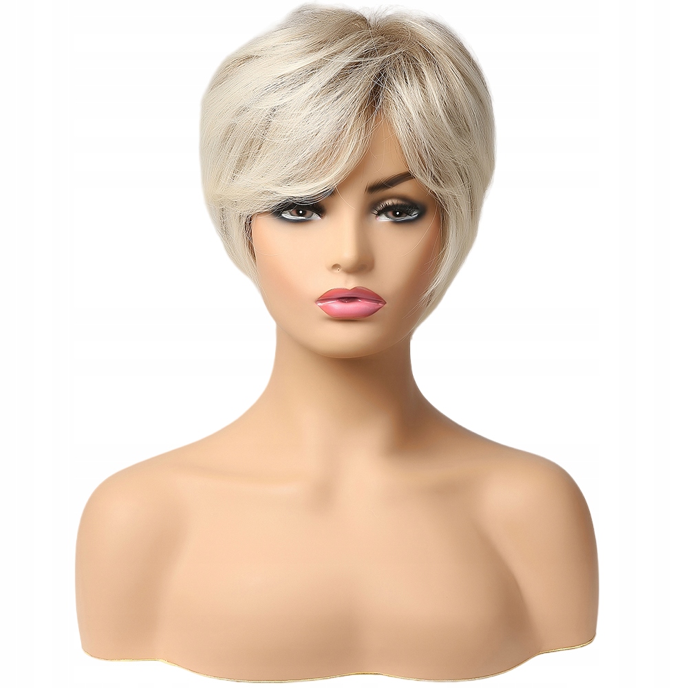 Peruka krótka blond naturalny efekt peruki damskie w stylu Pixie