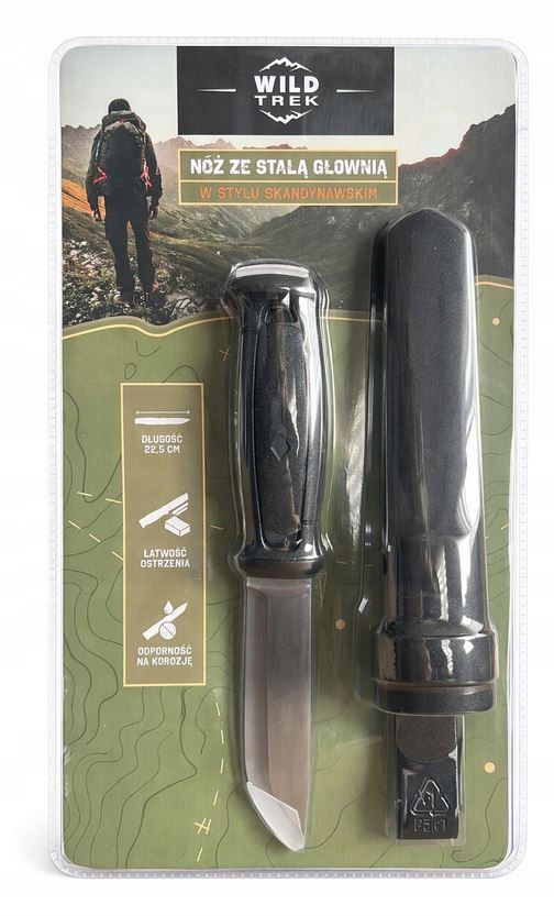Wild Trek Nóż w stylu skandynawskim outdoorowy survivalowy z pochwą stal