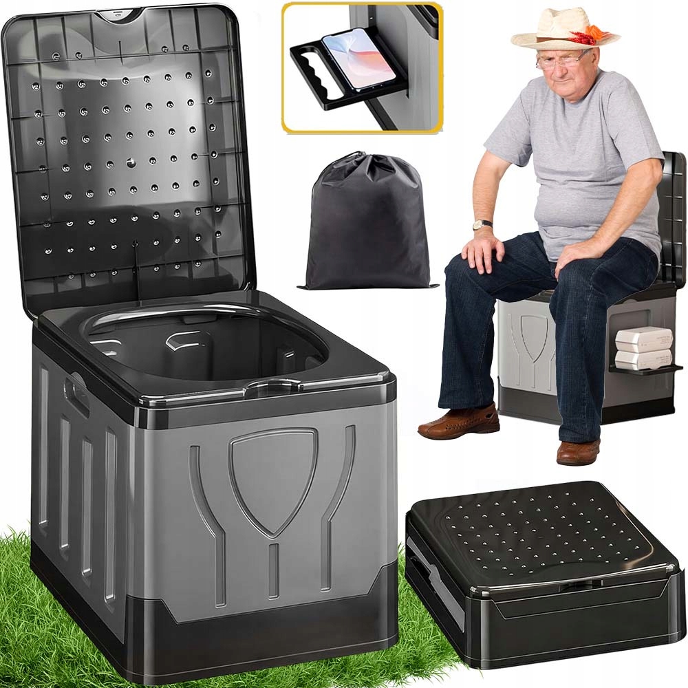 Přenosná Turistická Toaleta Skládací Wc Mobilní Wc Do Stanu Šedá 150 Kg