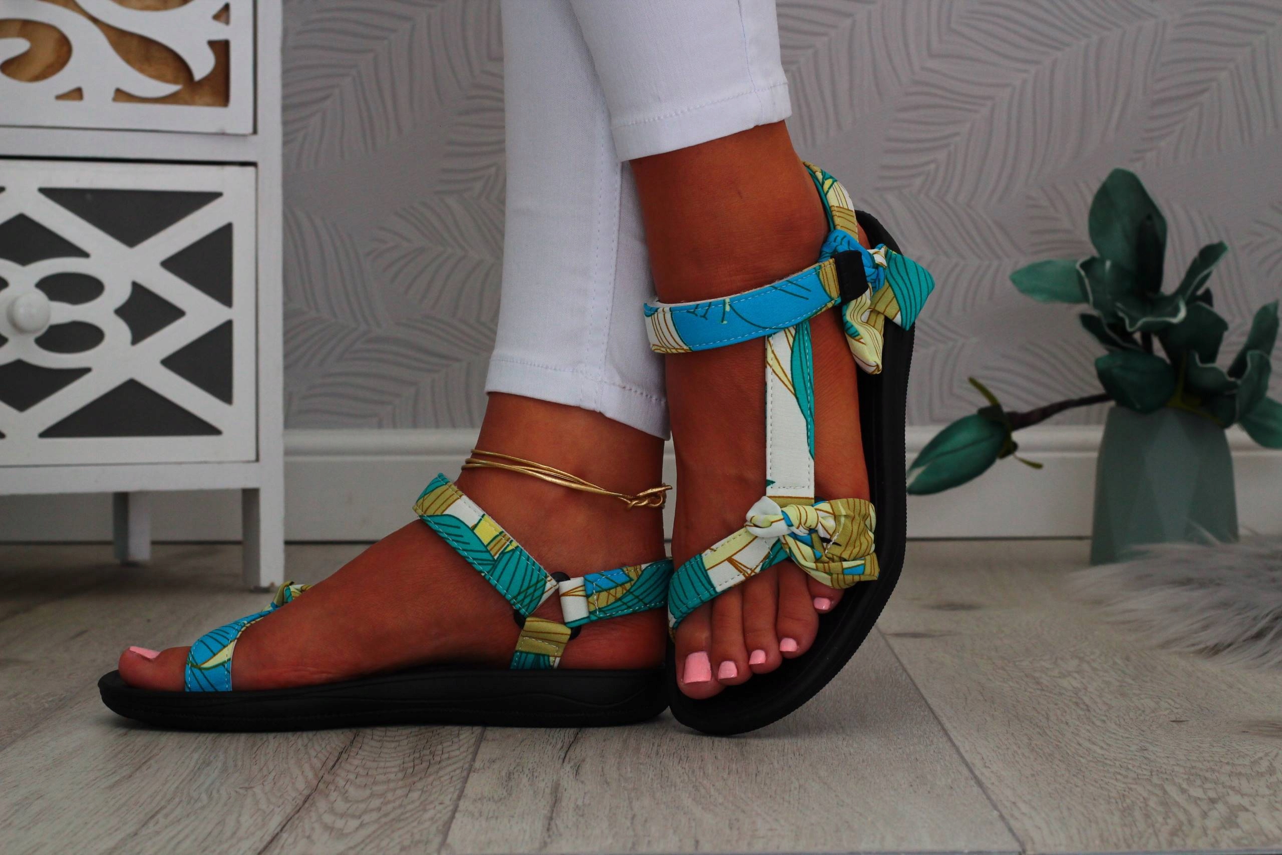 SANDAŁY DAMSKIE SANDAŁKI SPORTOWE KOKARDA RZEP Długość wkładki 23.5 cm