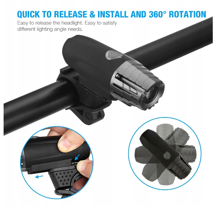 ZESTAW LAMPEK ROWEROWYCH PRZÓD + TYŁ LED DO ROWERU Kod producenta 001218 001237