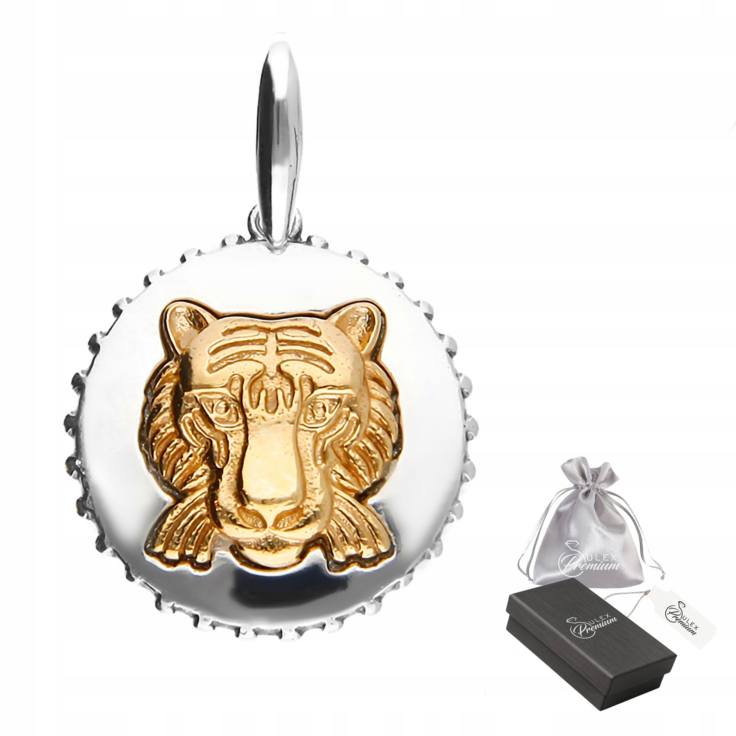 Přívěsek Stříbro ryzost 925 Pánský přívěsek se zlatou hlavou lva Síla a odvaha