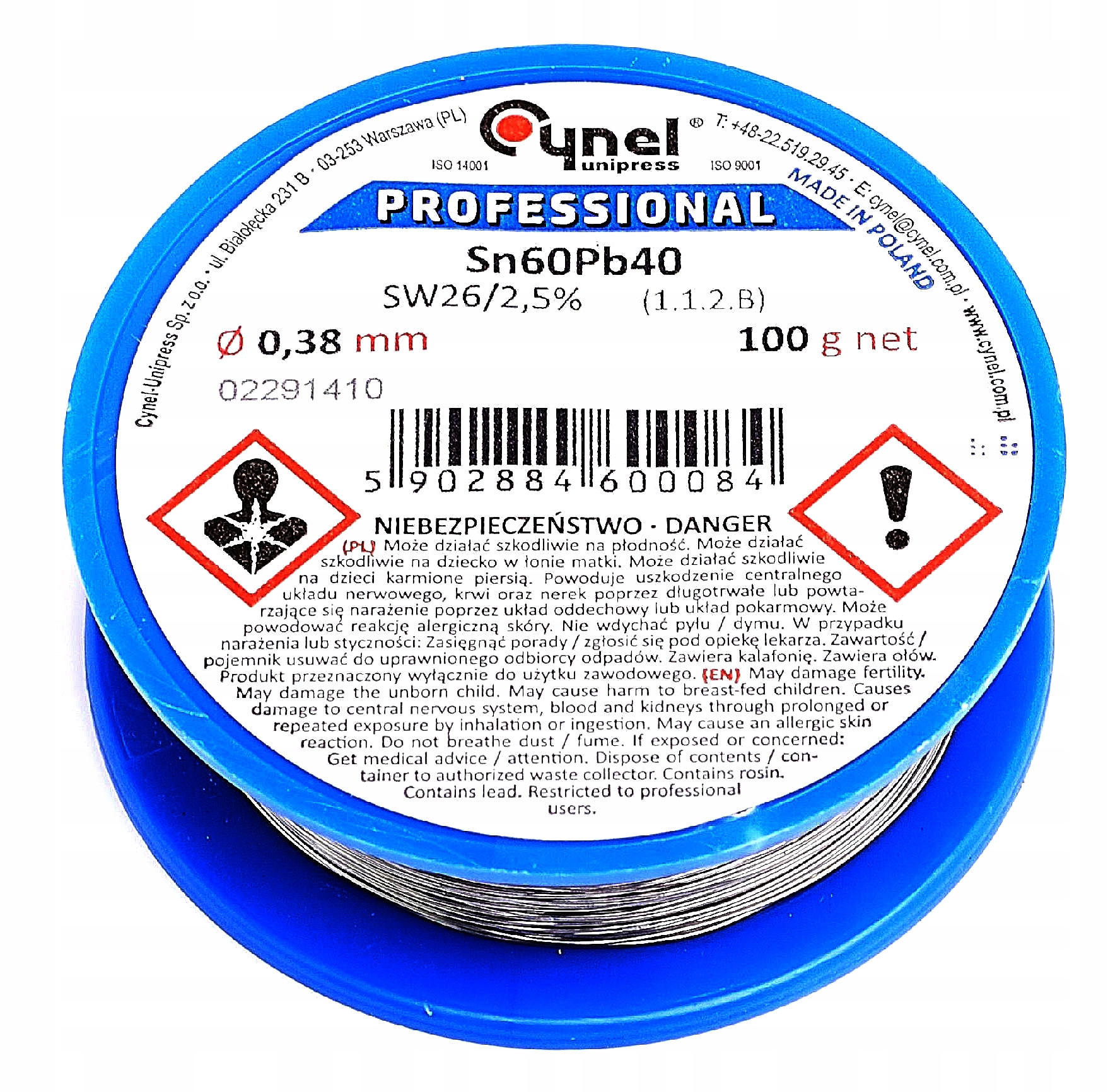 Cyna CYNEL 100g 0,38mm Sn60Pb40 SW26 Professional