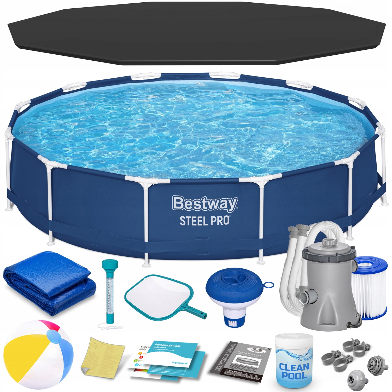 Zahradná Roštová Pumpa Okrúhla 366 x 76 cm Bestway Sada 16v1