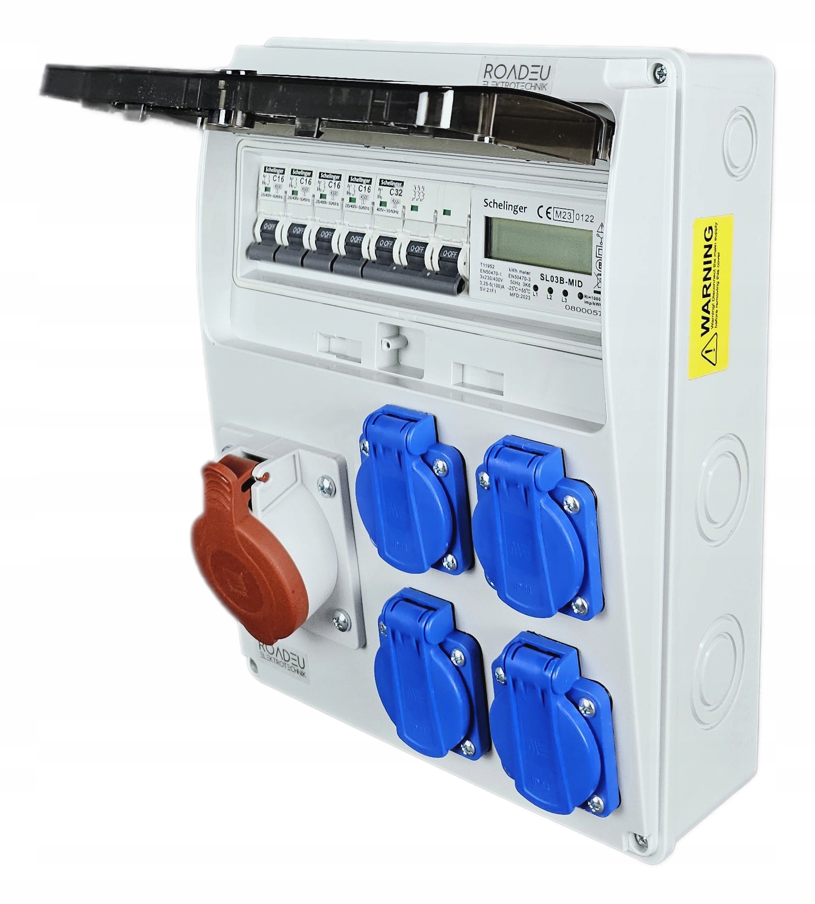 Elektrický rozvaděč Zásuvka 32A 5P 4x 230V, Bezpečnostní počítadlo