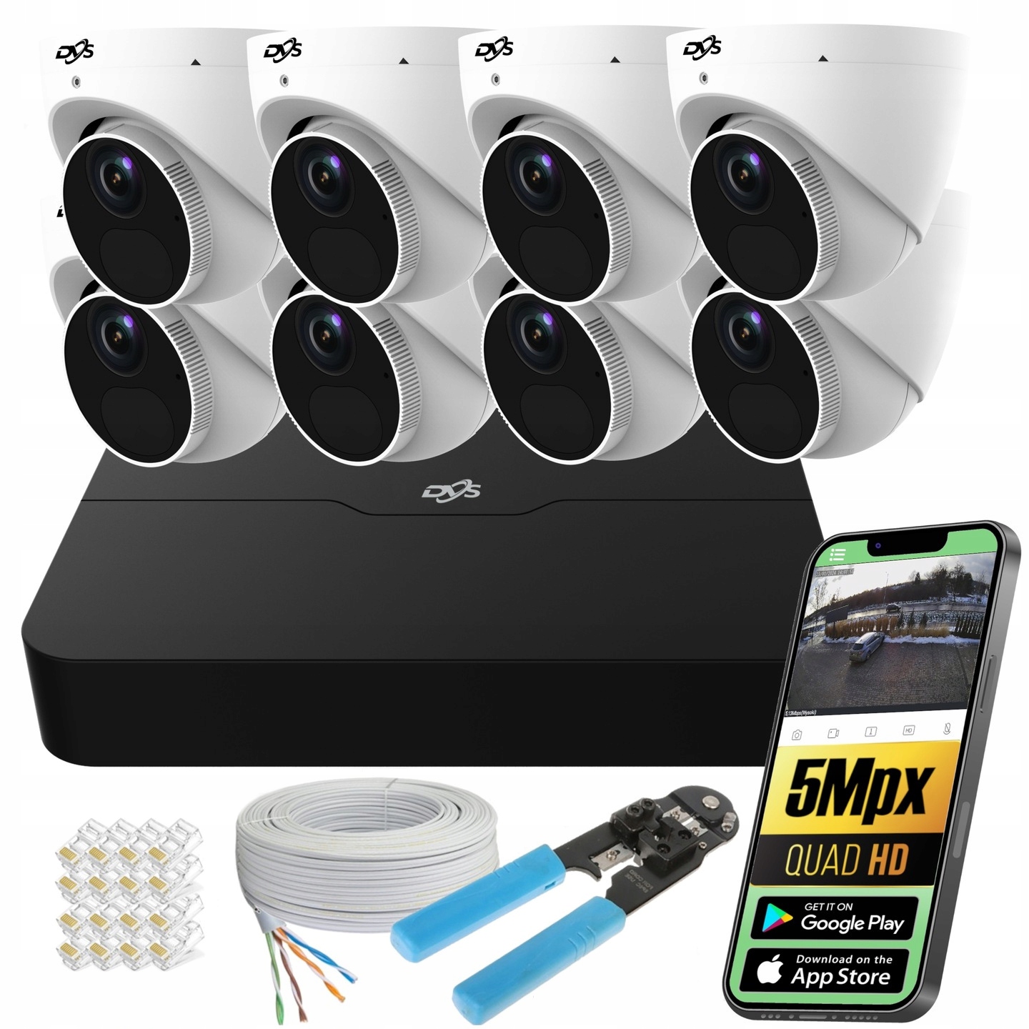 Sada Na Monitorovanie 8 5 Mpx Kupolových Audio Kamier, Diaľkový Náhľad Do Cloudu
