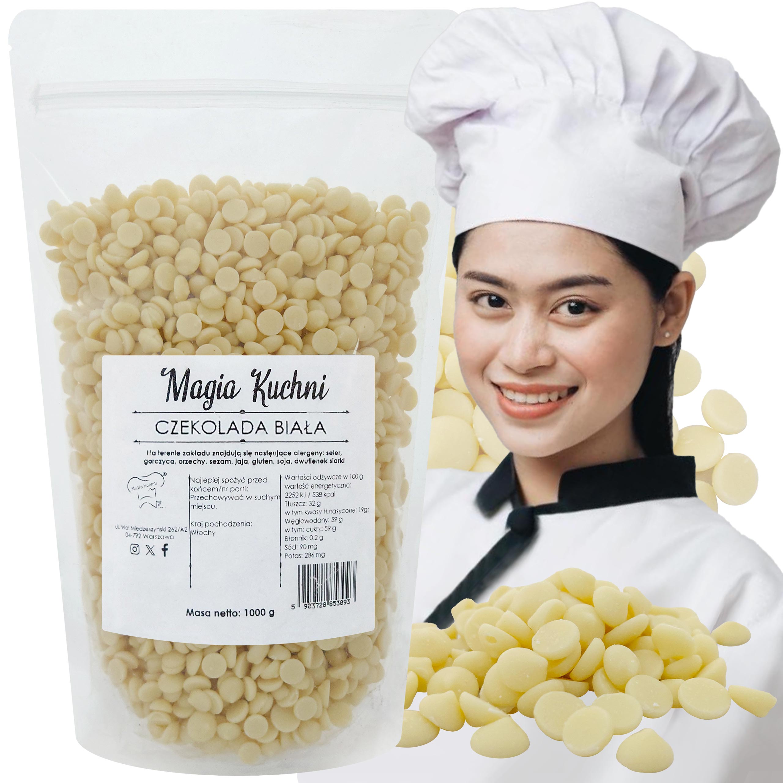 Levně Čokoláda Bílá 1kg Italská 32% Lahodná