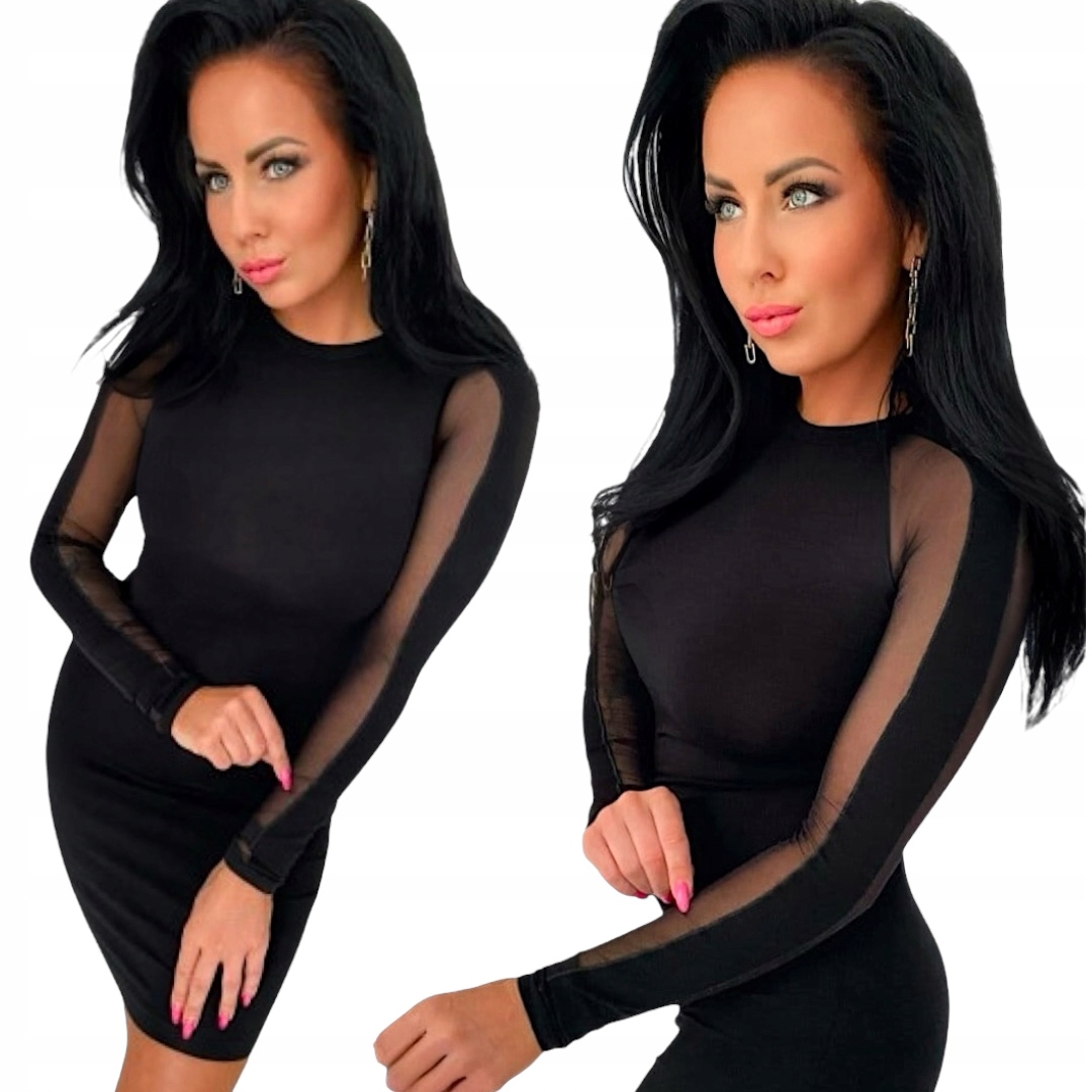 Dámské malé černé Šaty elegantní večerní šaty s dlouhým rukávem, formální velikost S 36