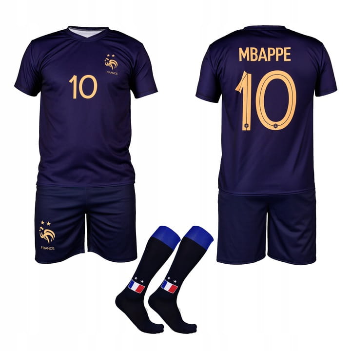 

Mbappe Francja strój komplet piłkarski getry 116