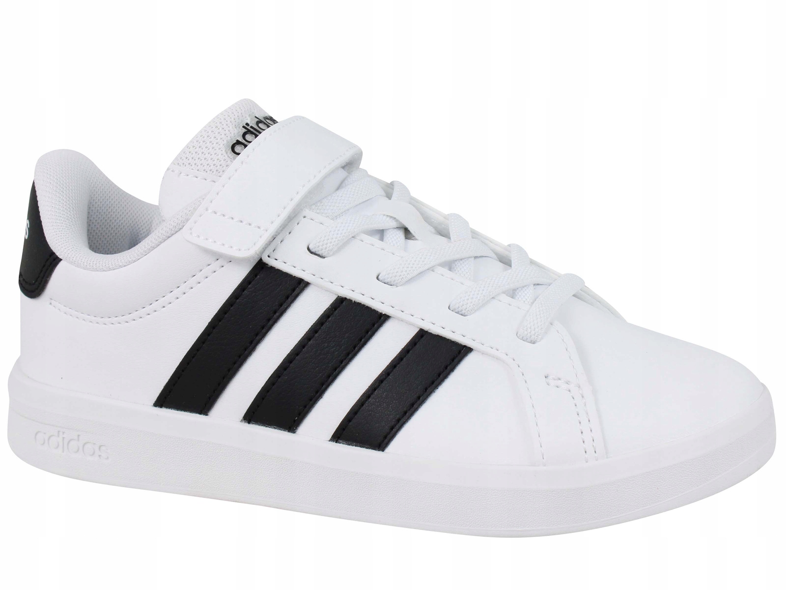 Adidas Grand Court HP3531 Buty Trampki Dziecięce Na Rzep Gumki Białe