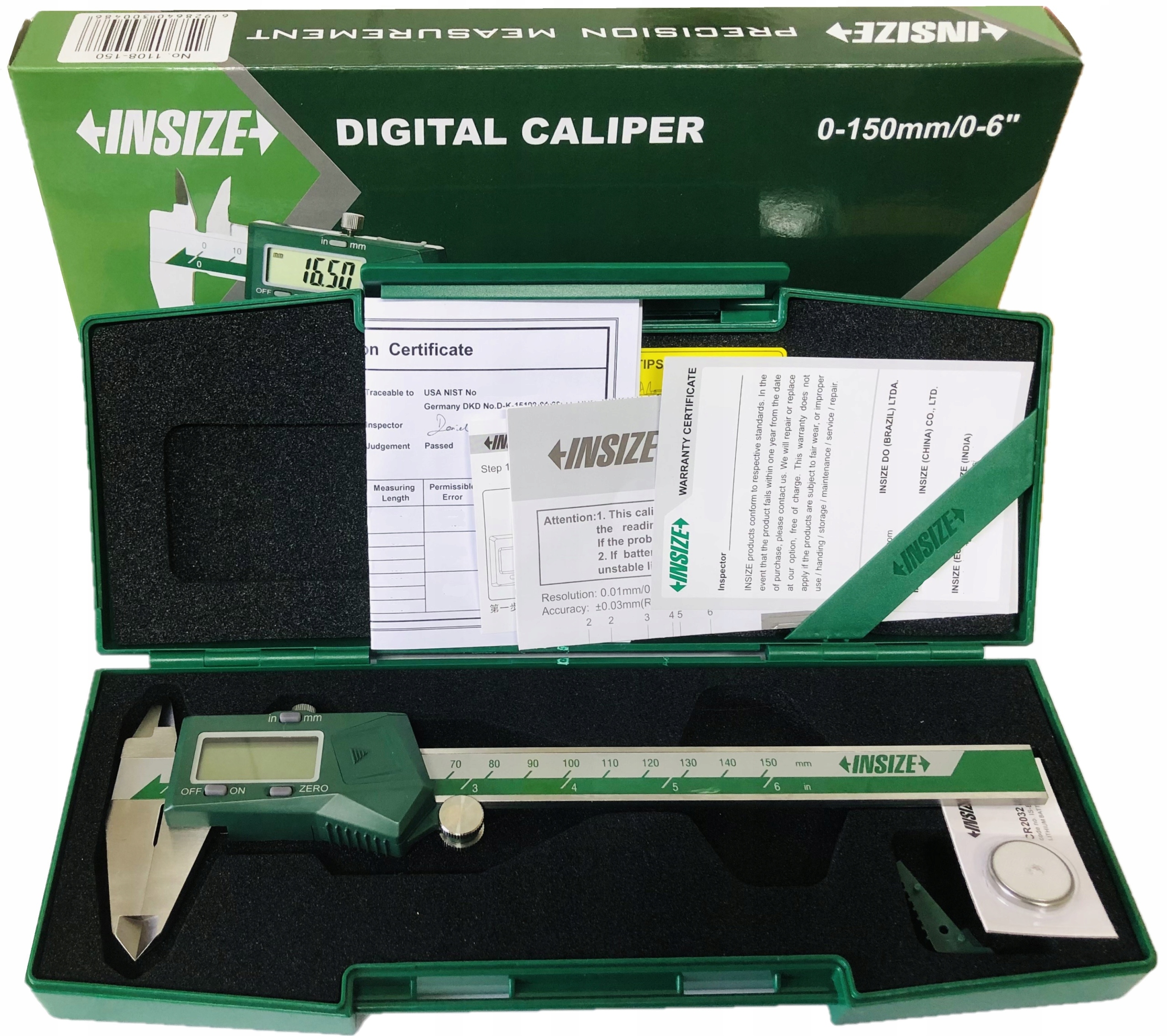 INSIZE Suwmiarka elektroniczna cyfrowa 150 mm INOX z śrubą i rolką