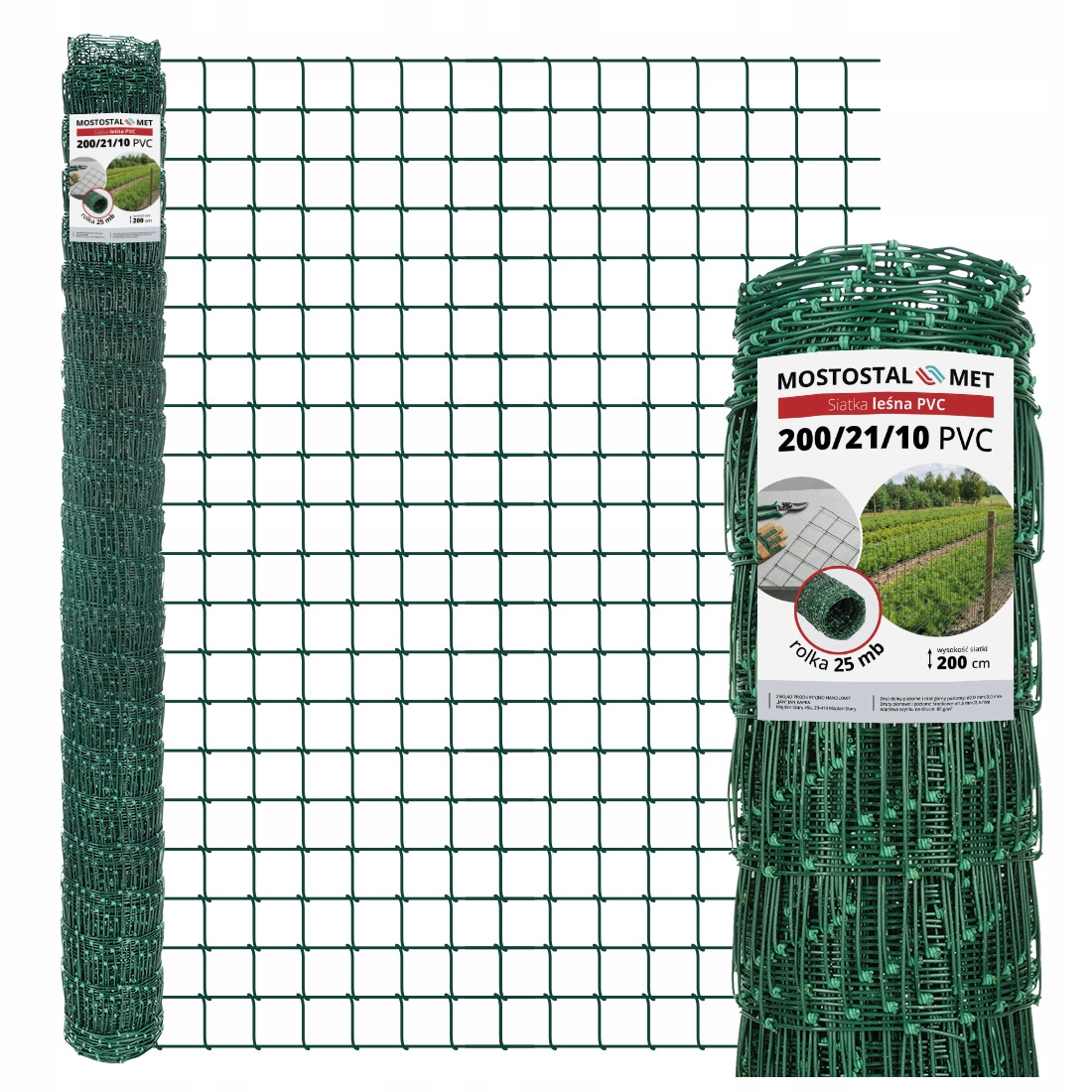 Siatka leśna Pcv 200/21/10 25m Zielona Ogrodzeniowa Węzłowa Na działkę