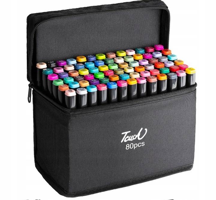 MARKERY ALKOHOLOWE 80 SZT ZESTAW DWUSTRONNE TORBA