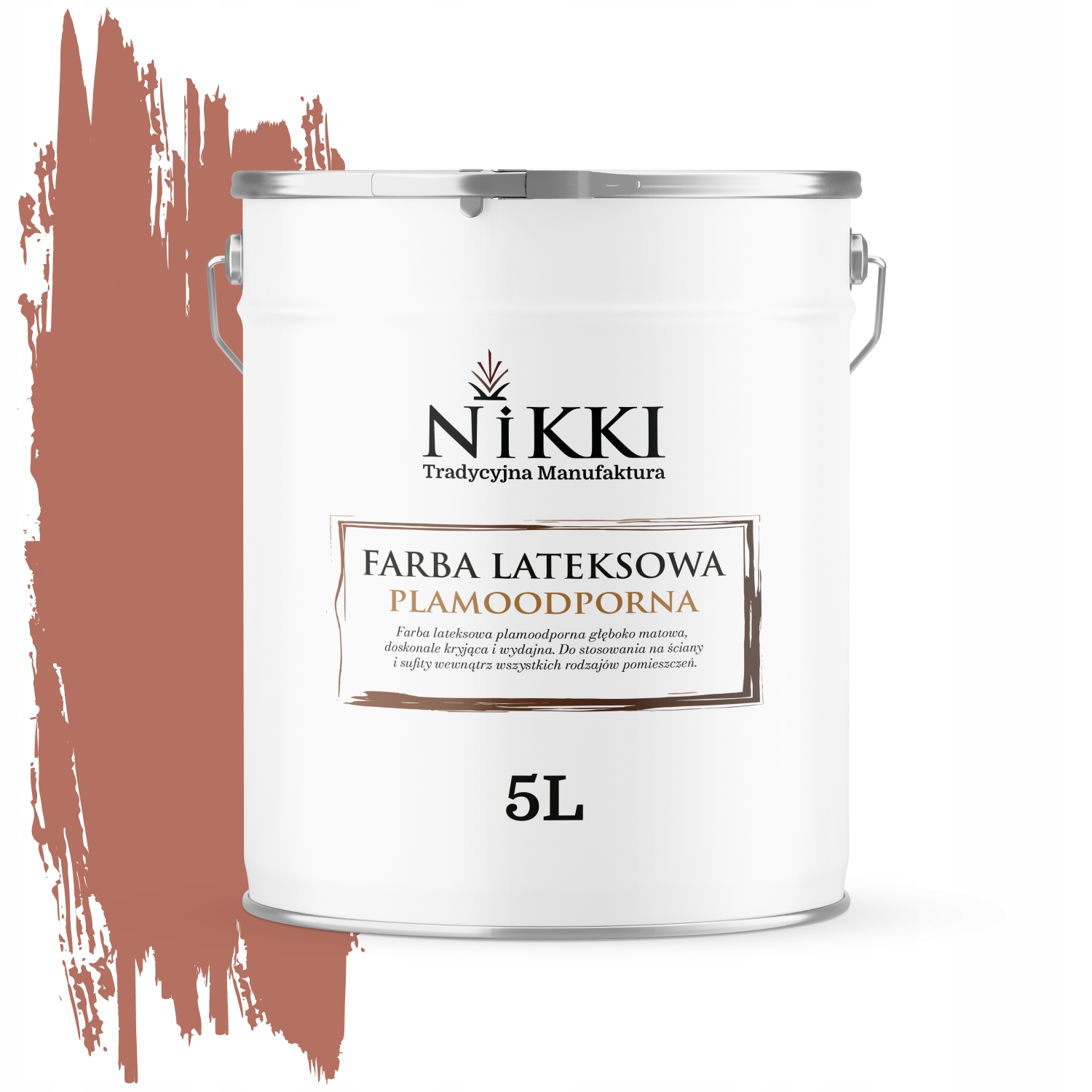 Latexová Farba Odolná Voči Škvrnám, Tehlová Farba H4728 5L, Hlboká Matná Farba Na Steny