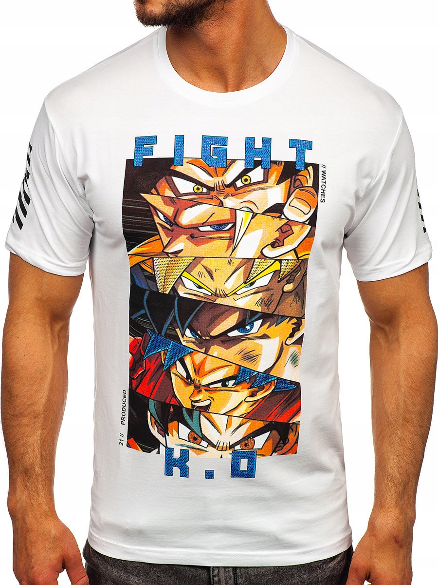 

T-shirt Męski Z Nadrukiem Biały 2611 Rozmiar_m