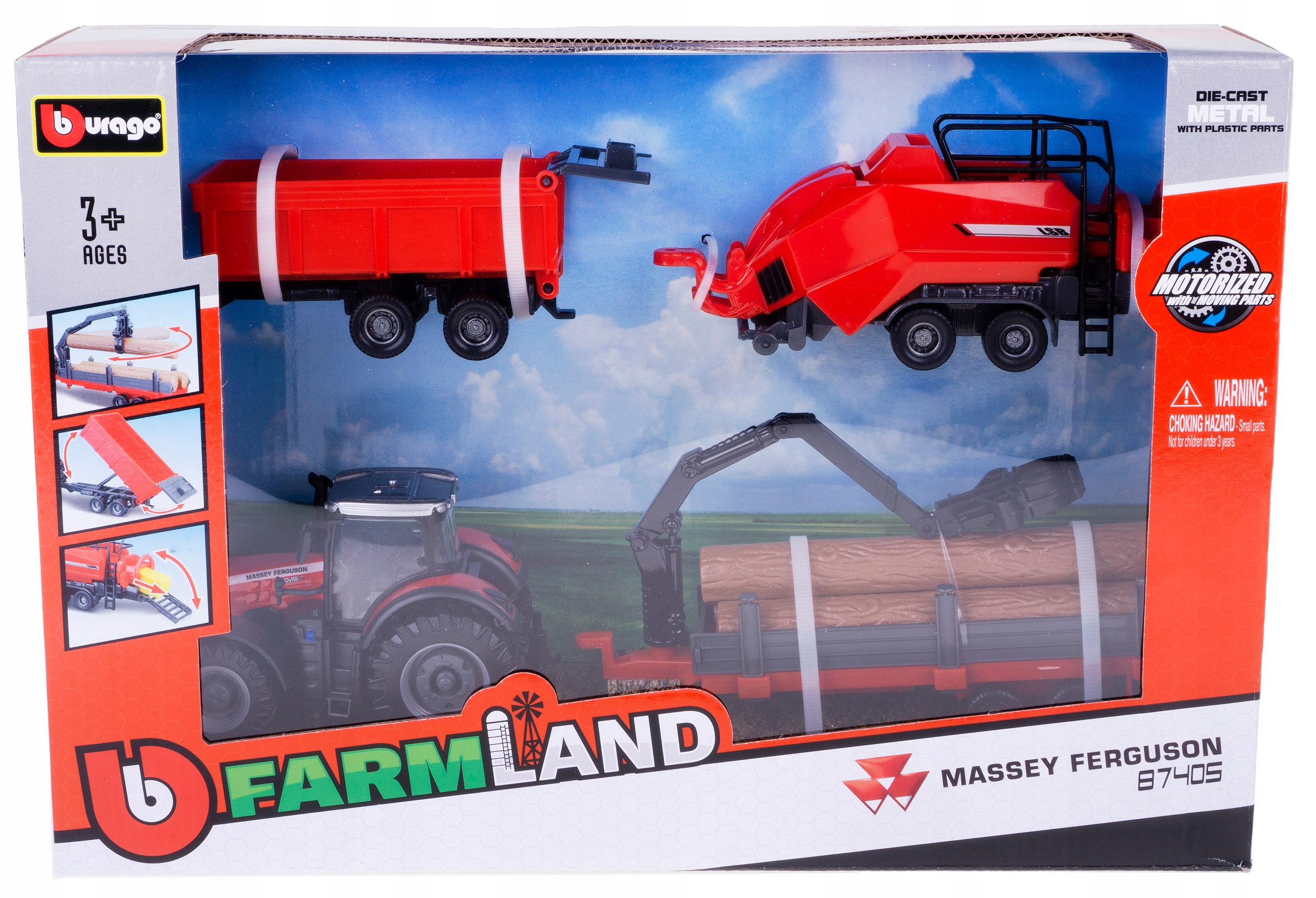

Traktor Massey Ferguson 87405 +3 Przyczepy Bburago