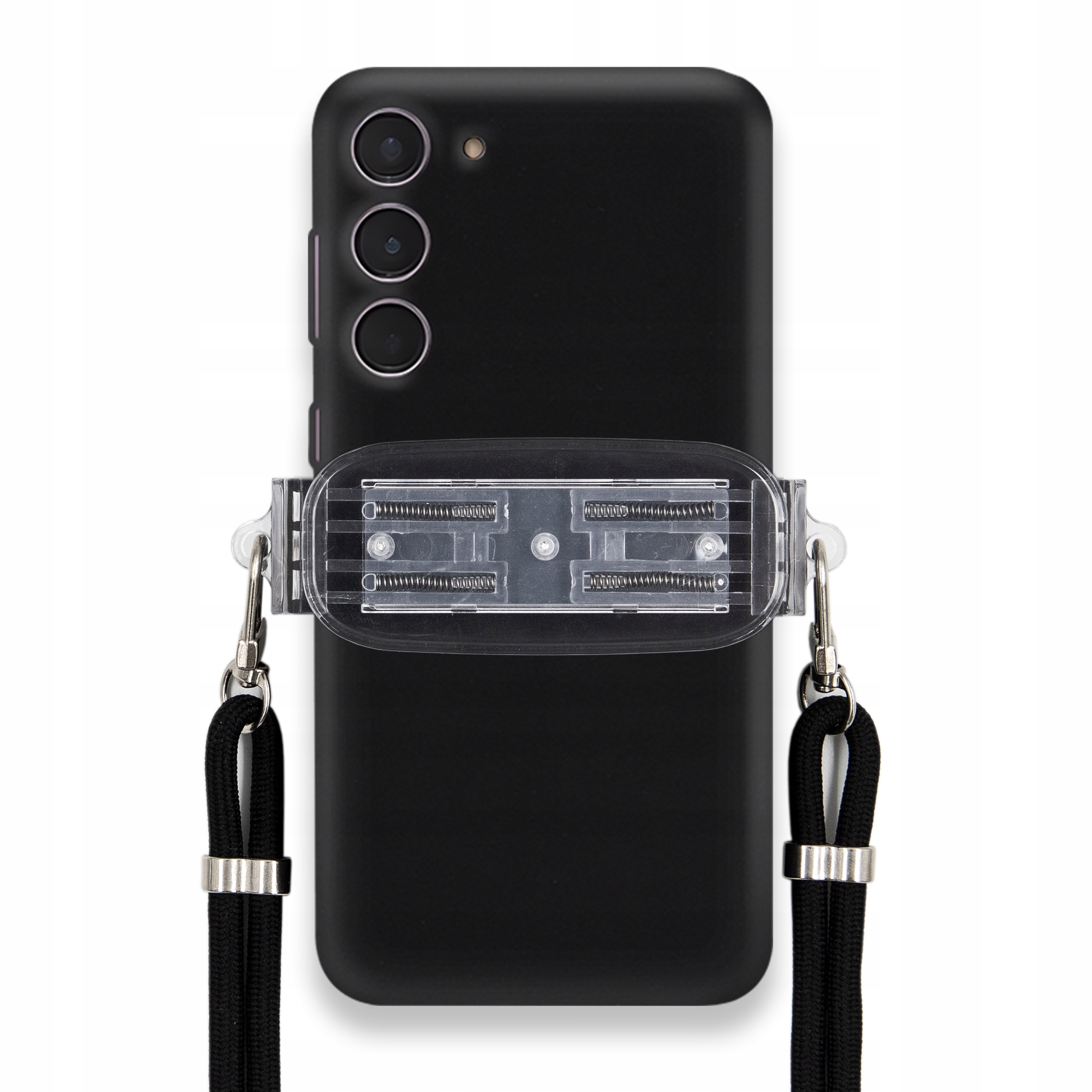 Puzdro Pre Samsung S24 Plus Mat Čierne Puzdro Univerzálny Držiak Čierna Šnúrka