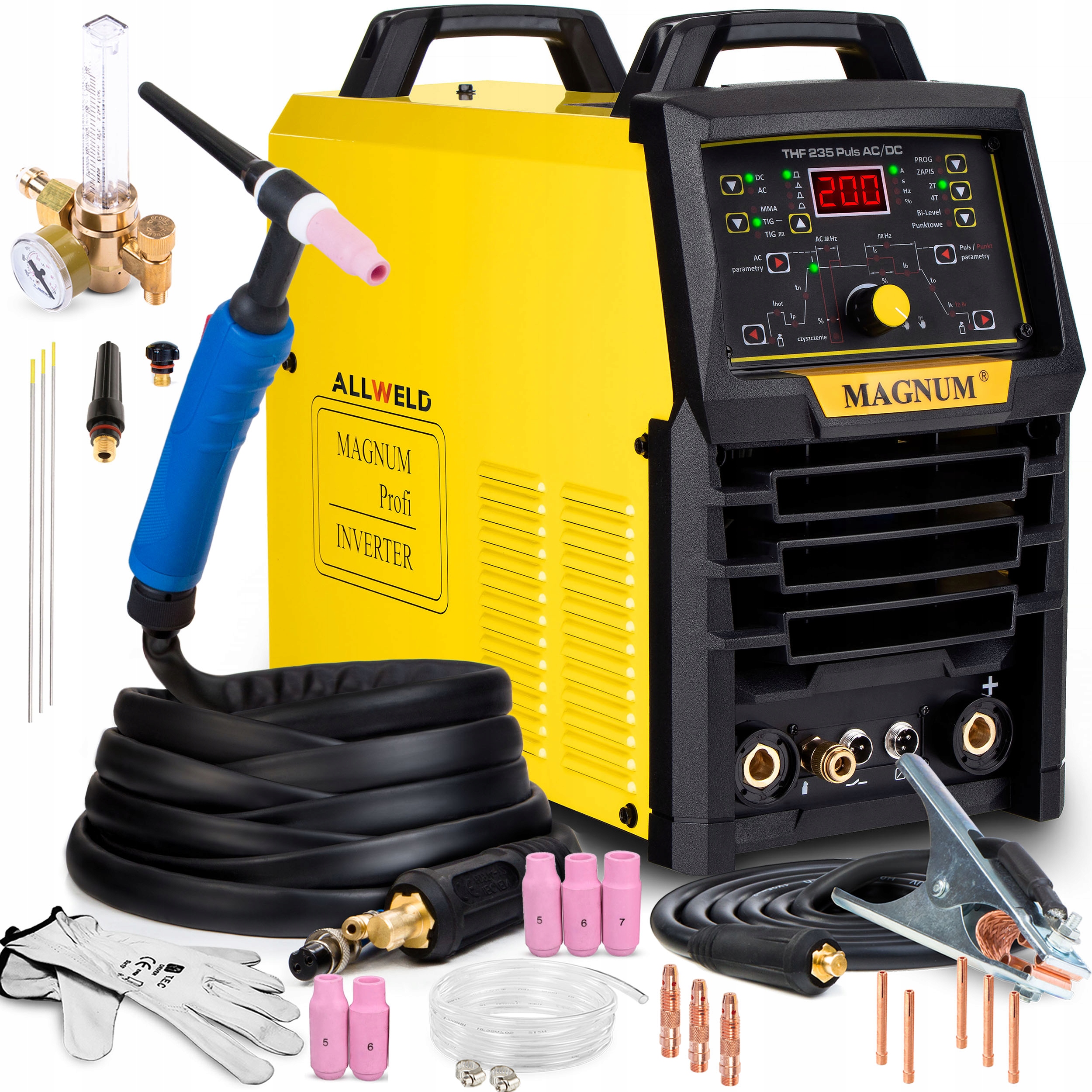 SPAWARKA TIG AC DC MAGNUM THF 235P PULS MMA 230V 200A ALUMINIUM IGBT HF