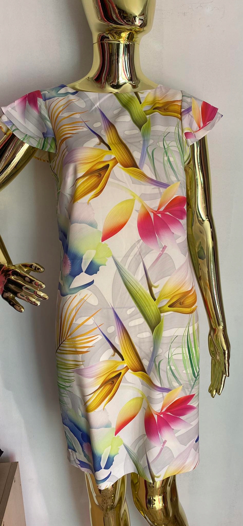 Šaty Bílé barevné listy 0028 Lalous vel L