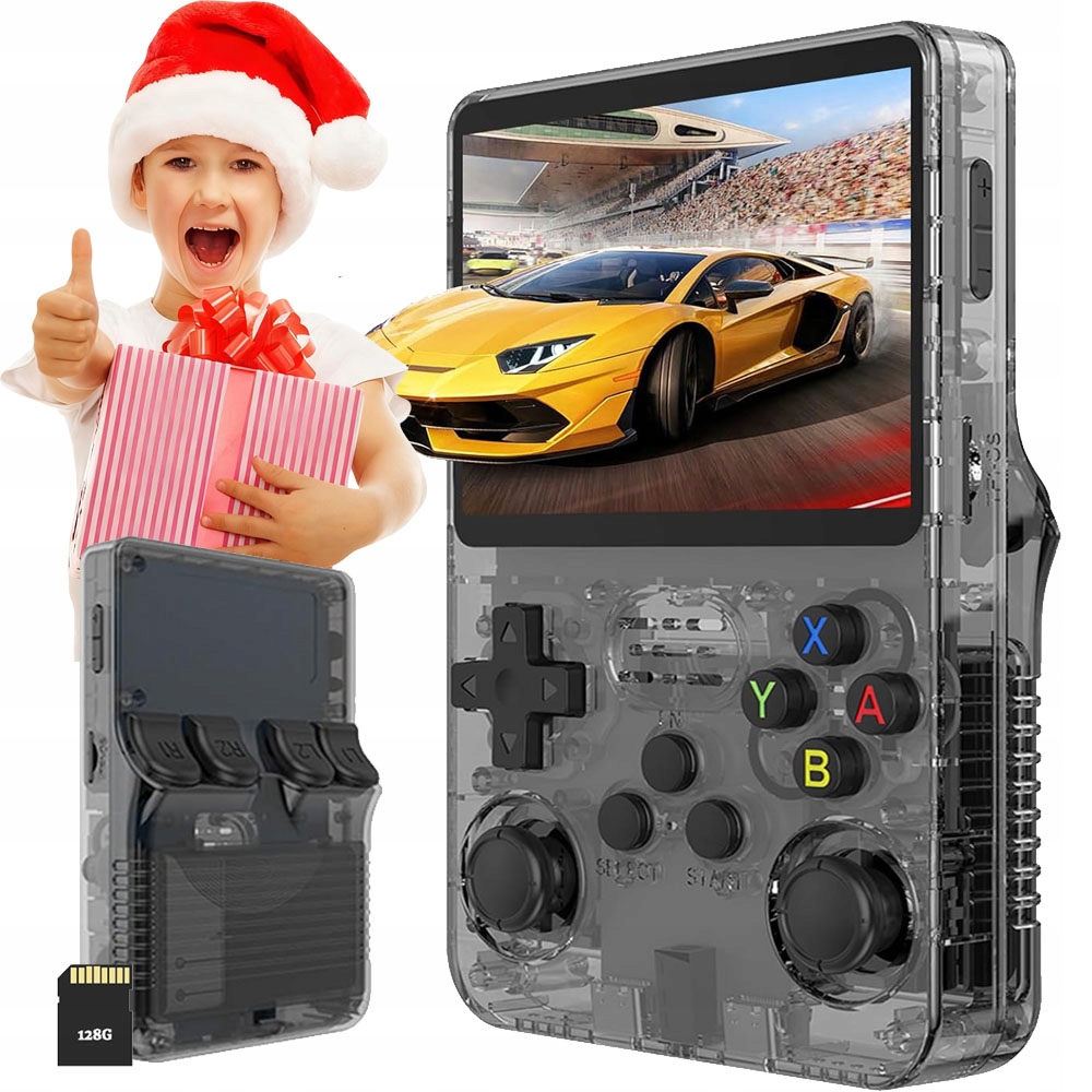 Konzola R36S Přenosná Mini Retro 21000 Her 128GB 3,5'' Hd polština