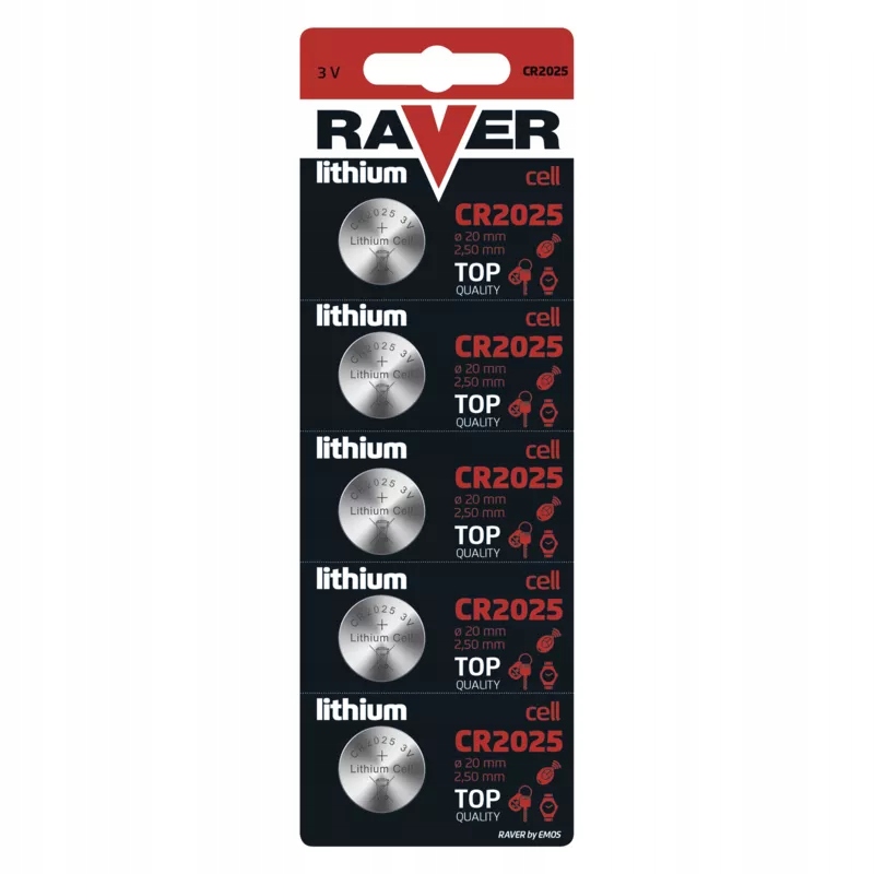 

5x Bateria litowa Raver Emos CR2025 3V guzikowa