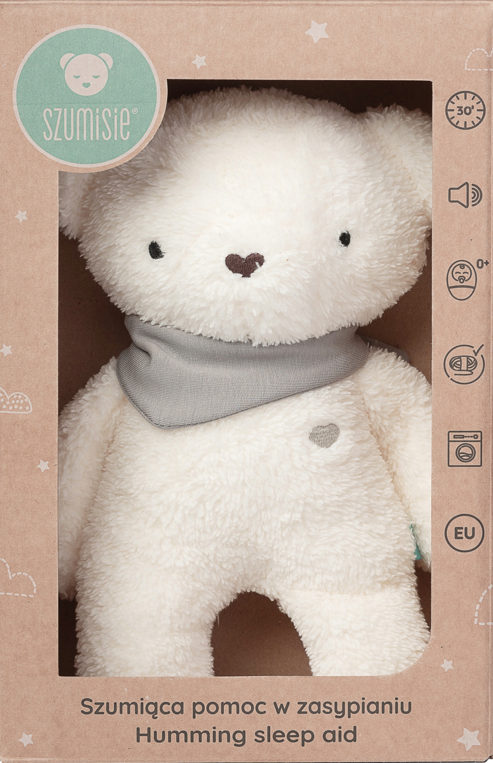 SZUMISIE MIŚ 5W1 Z APASZKĄ MASKOTKA USYPIACZ LAMPKA SZUM CZUJNIK SNU+GRATIS Baterie Litowa 800 mAh