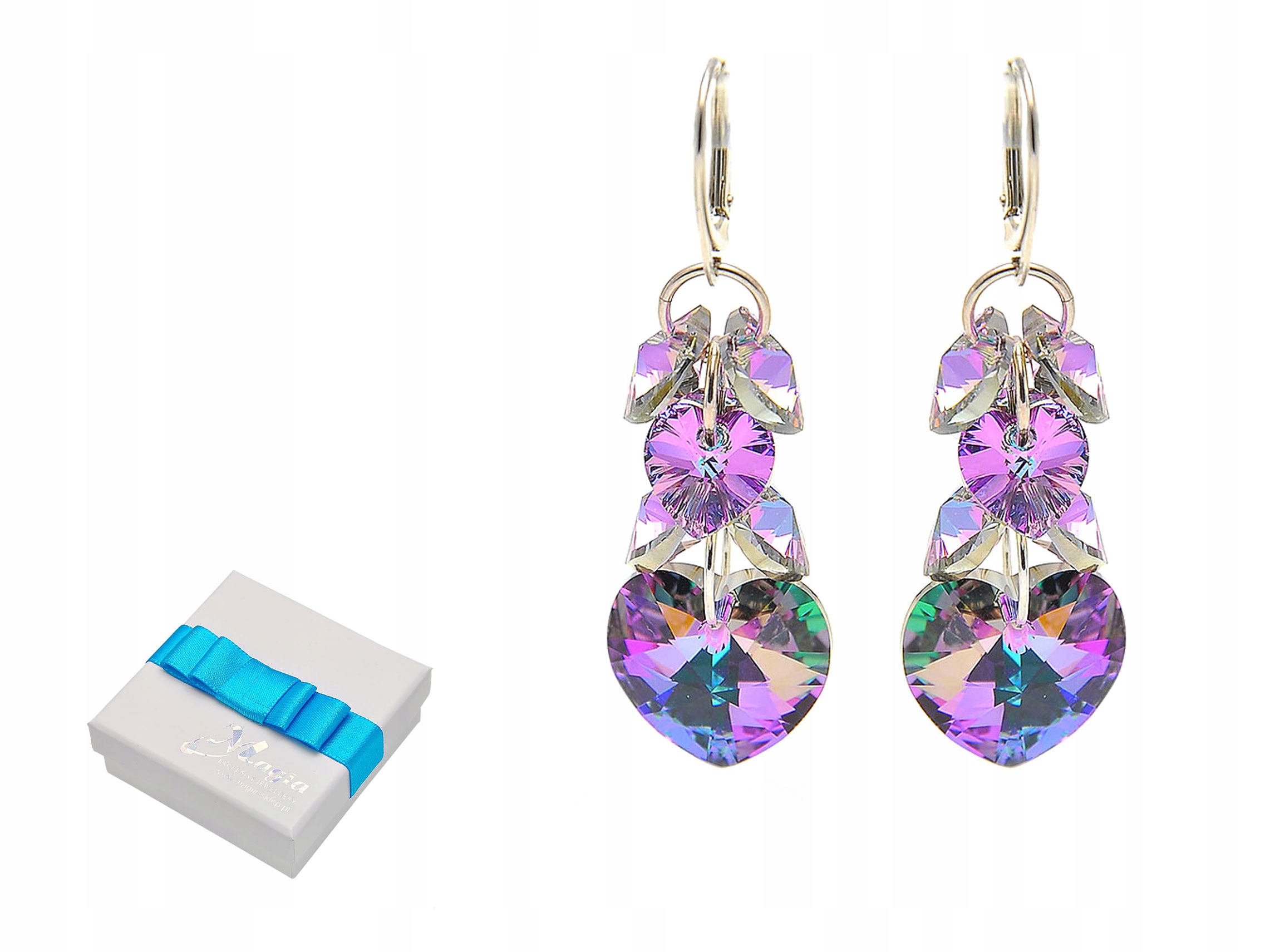 

Długie Srebrne Kolczyki 925 Swarovski Grawer VL