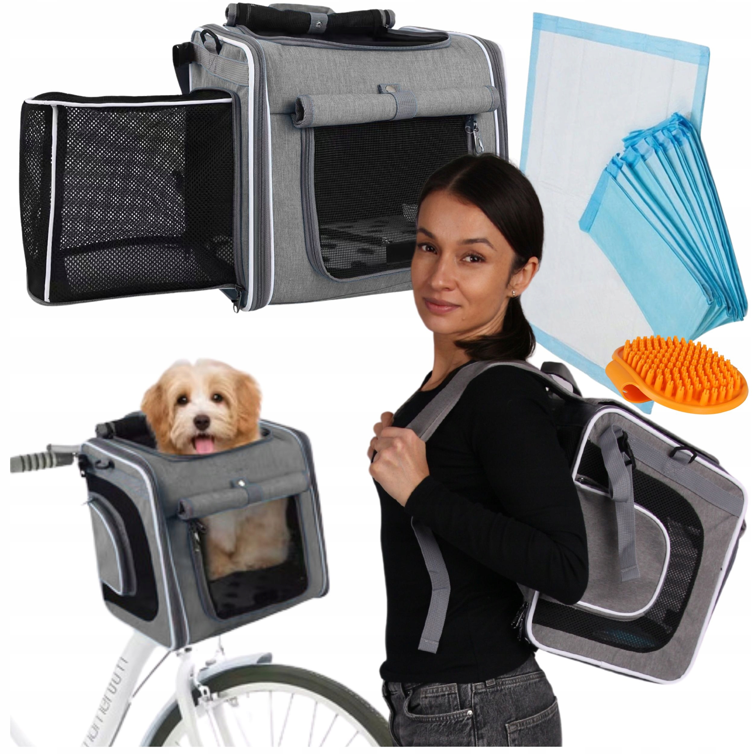 Přepravka batoh taška sedačka na kolo pro psa kočku vyztužená XL pevná