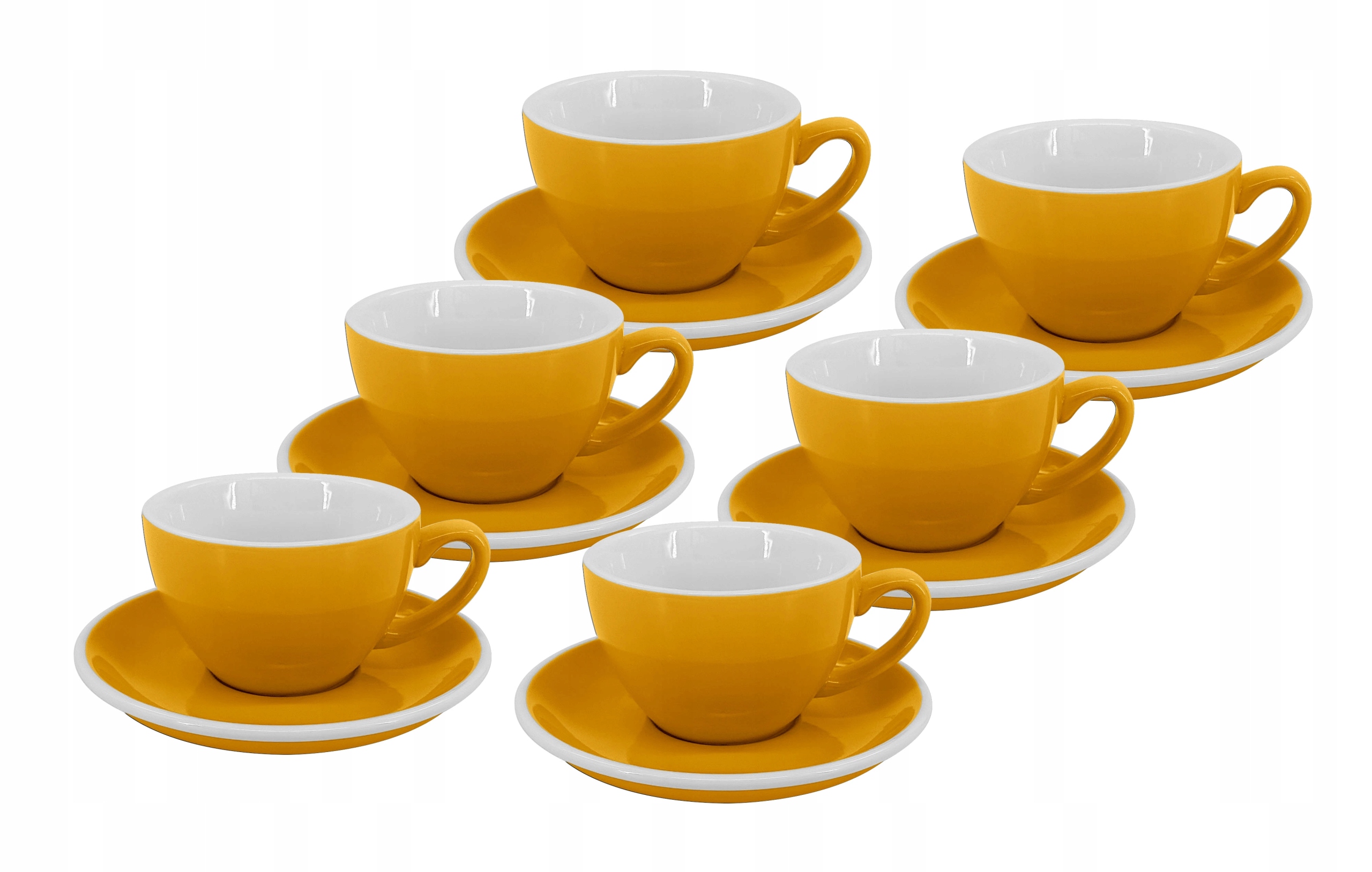 Set 6 ks Cappuccino šálka s tanierikom Roma, 180 ml, žltý