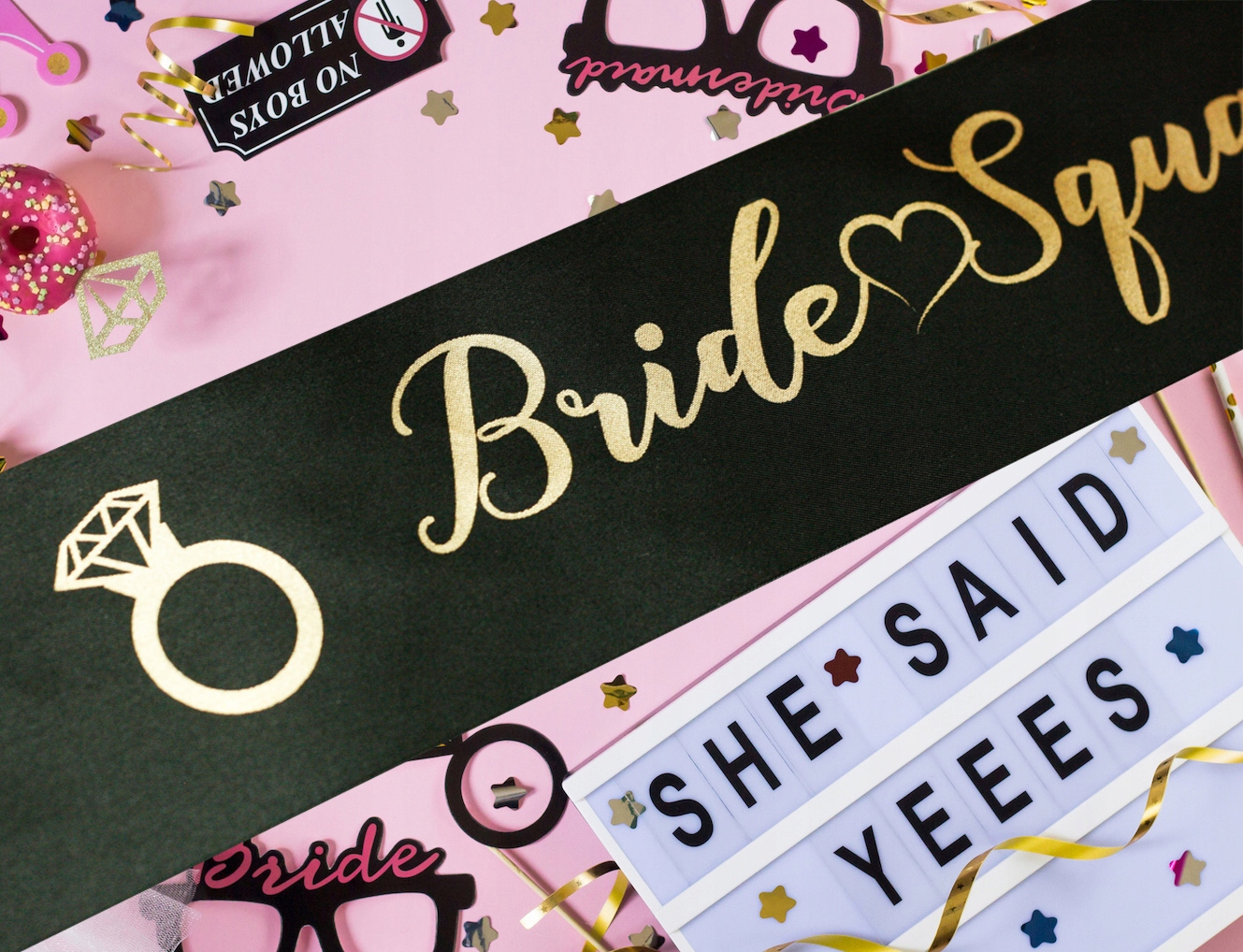 CZARNA SZARFA BRIDE SQUAD WIECZÓR PANIEŃSKI ZŁOTA Marka inna